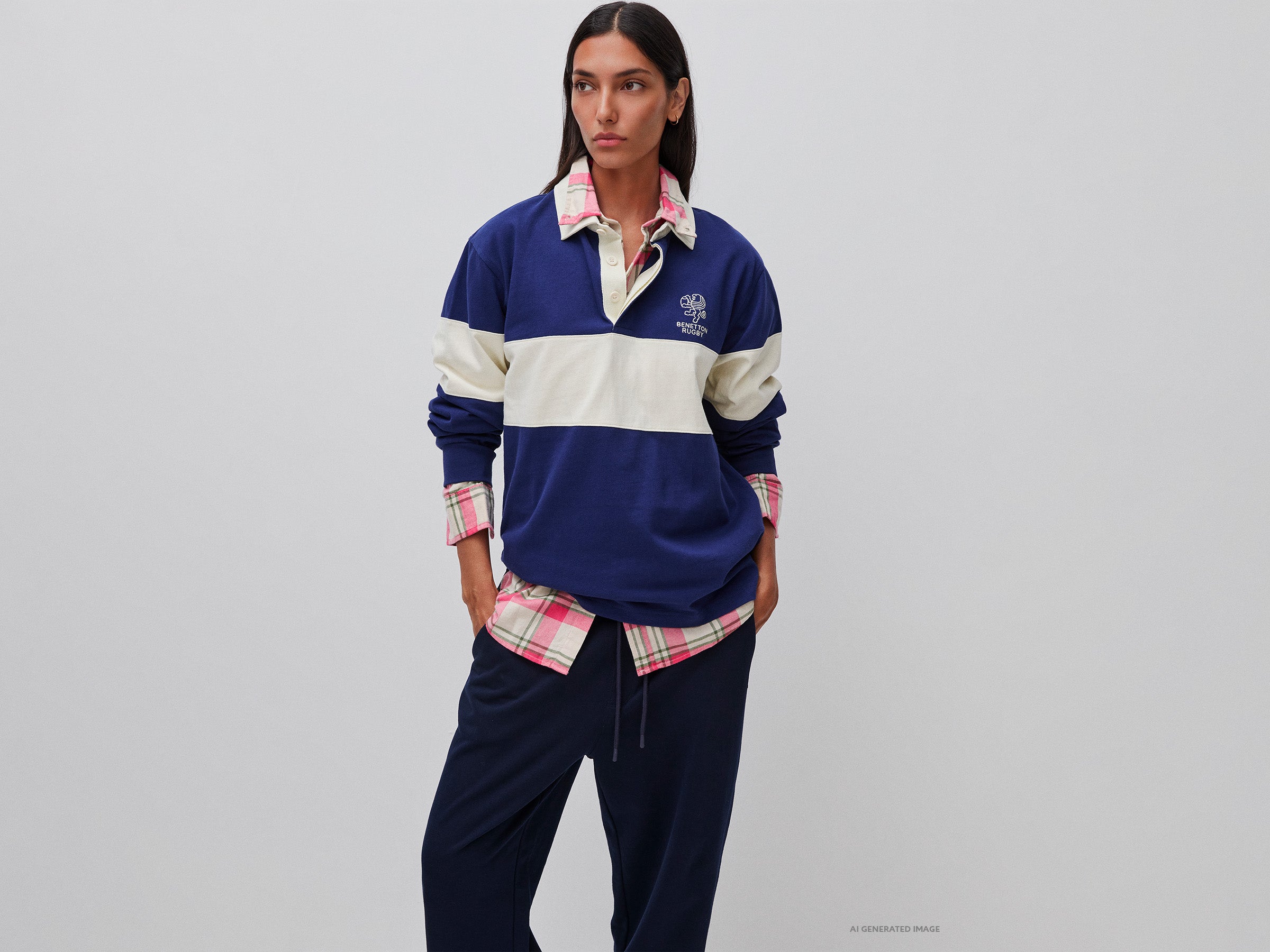 United Colors of Benetton Polos Polo Rugby Blu Cotone L