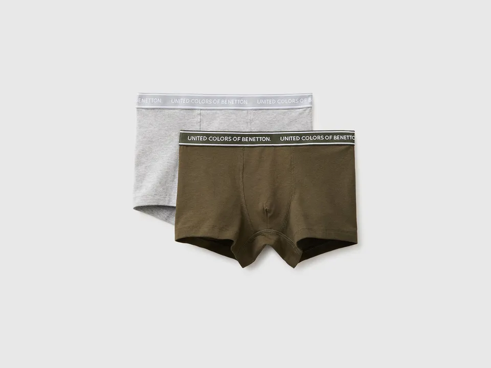 Benetton boxer bambino 2 pezzi cotone elasticizzato verde grigio
