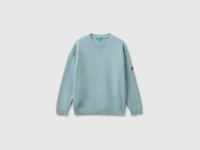 Benetton Sweaters maglione lana viscosa girocollo taglia M