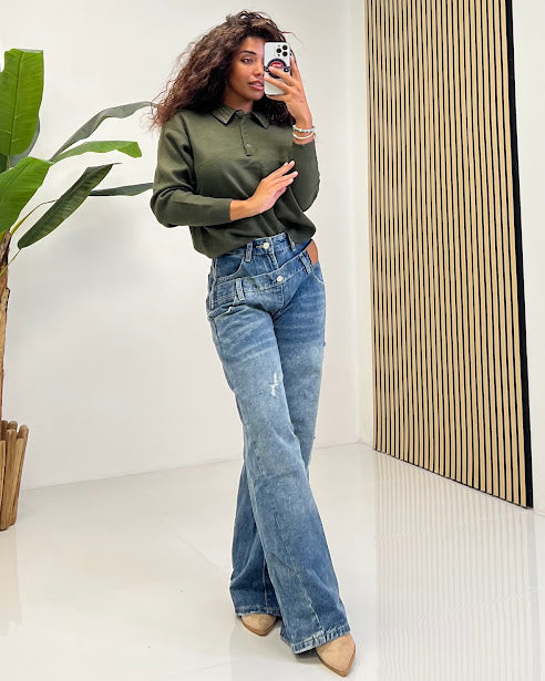 Sottosopra Jeans jez2747 doppia vita zip laterale jeans