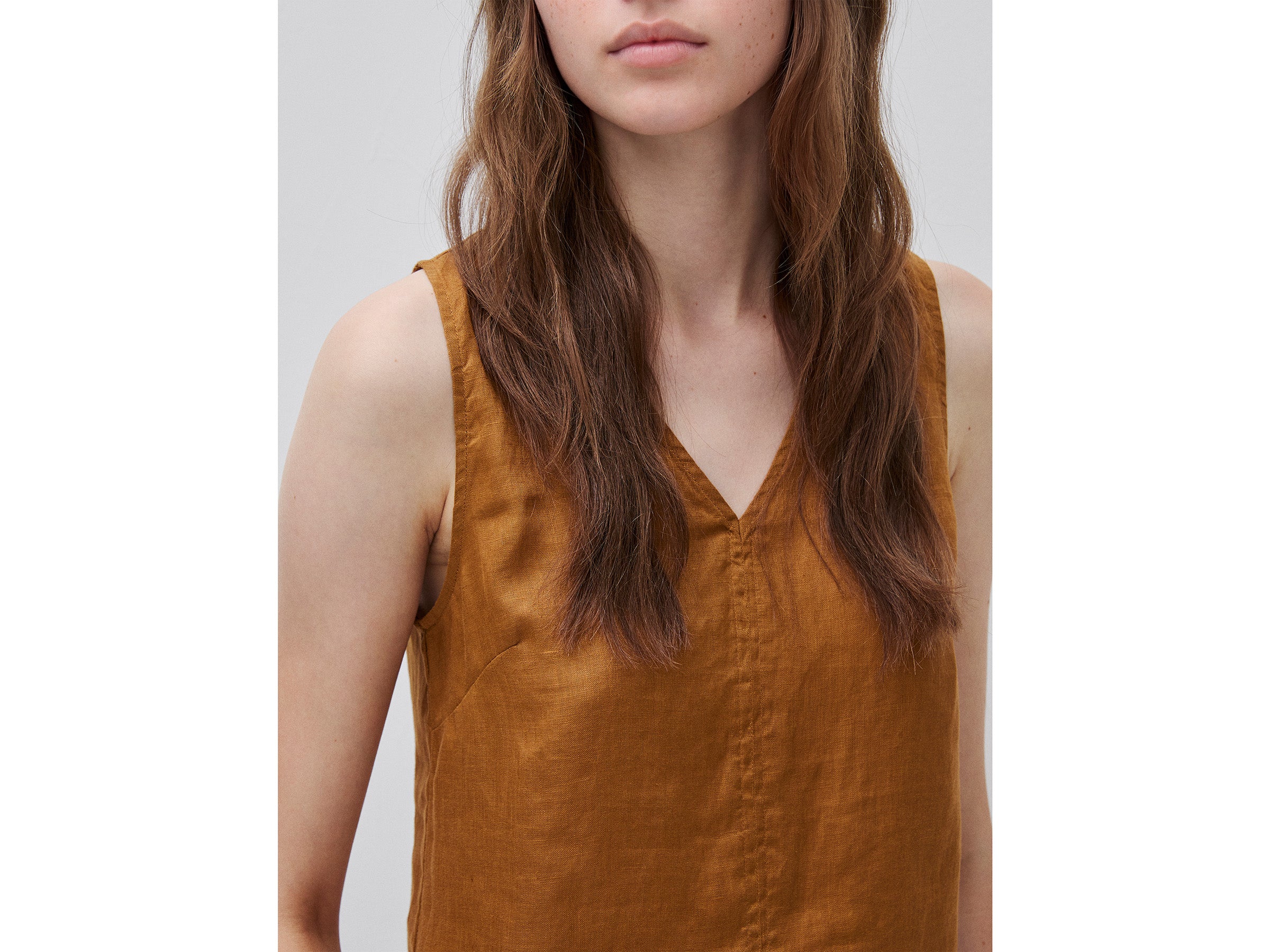 Benetton Tops top lino scollo V M 100% lino