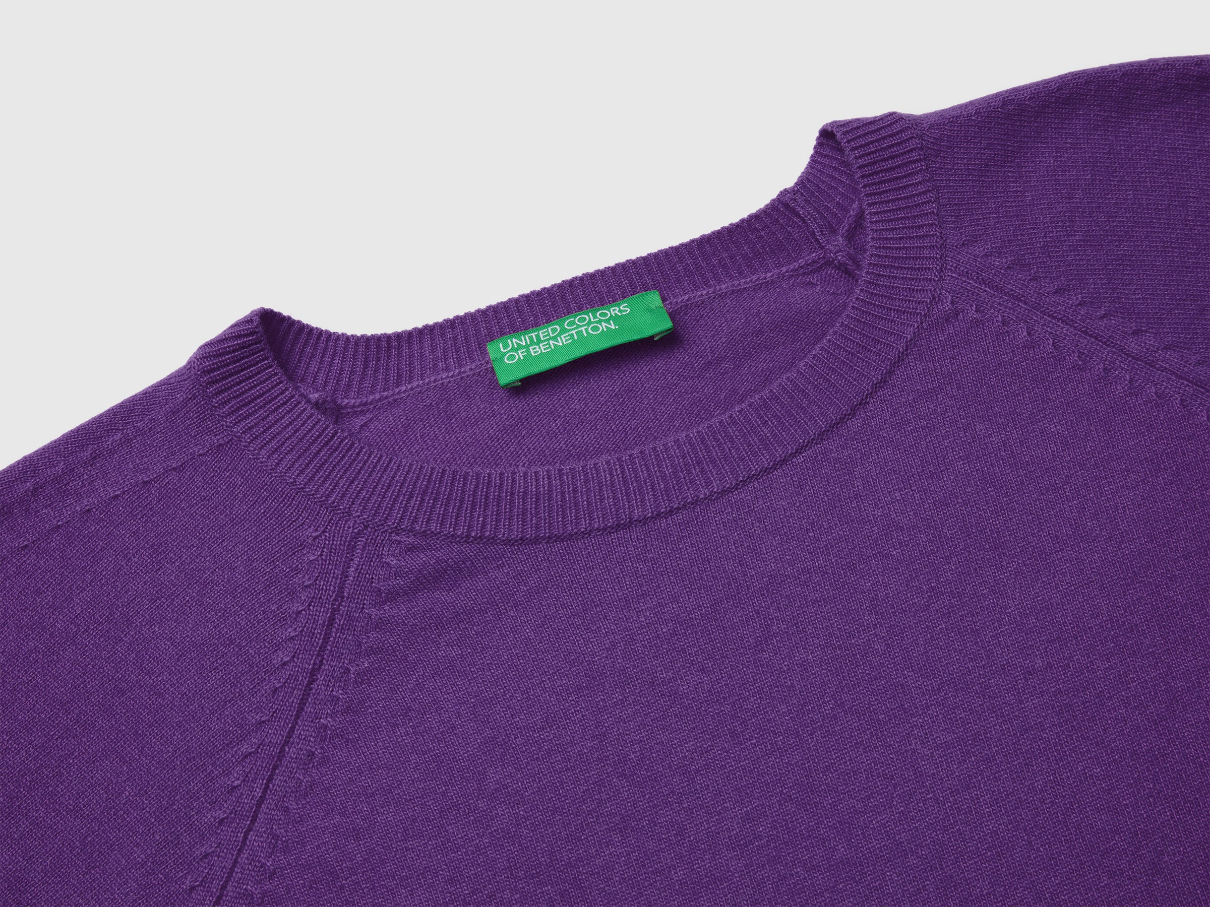 United Colors of Benetton Maglione Lana Cashmere Viola Girocollo