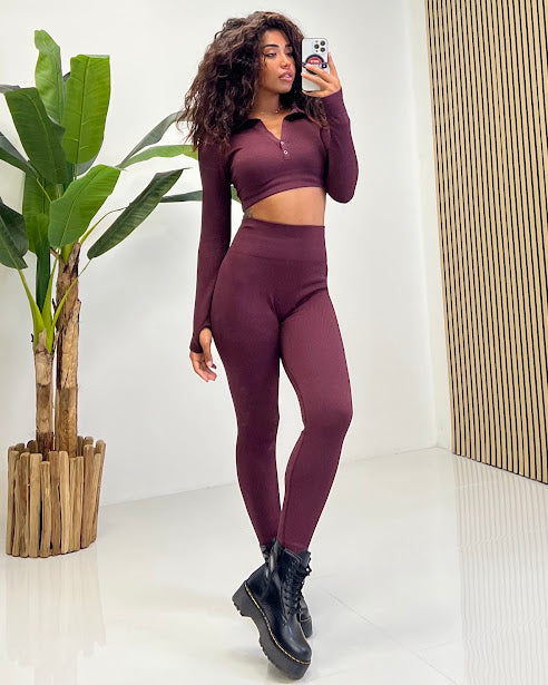 Sottosopra JEAB642 set fitness maglia leggings nero