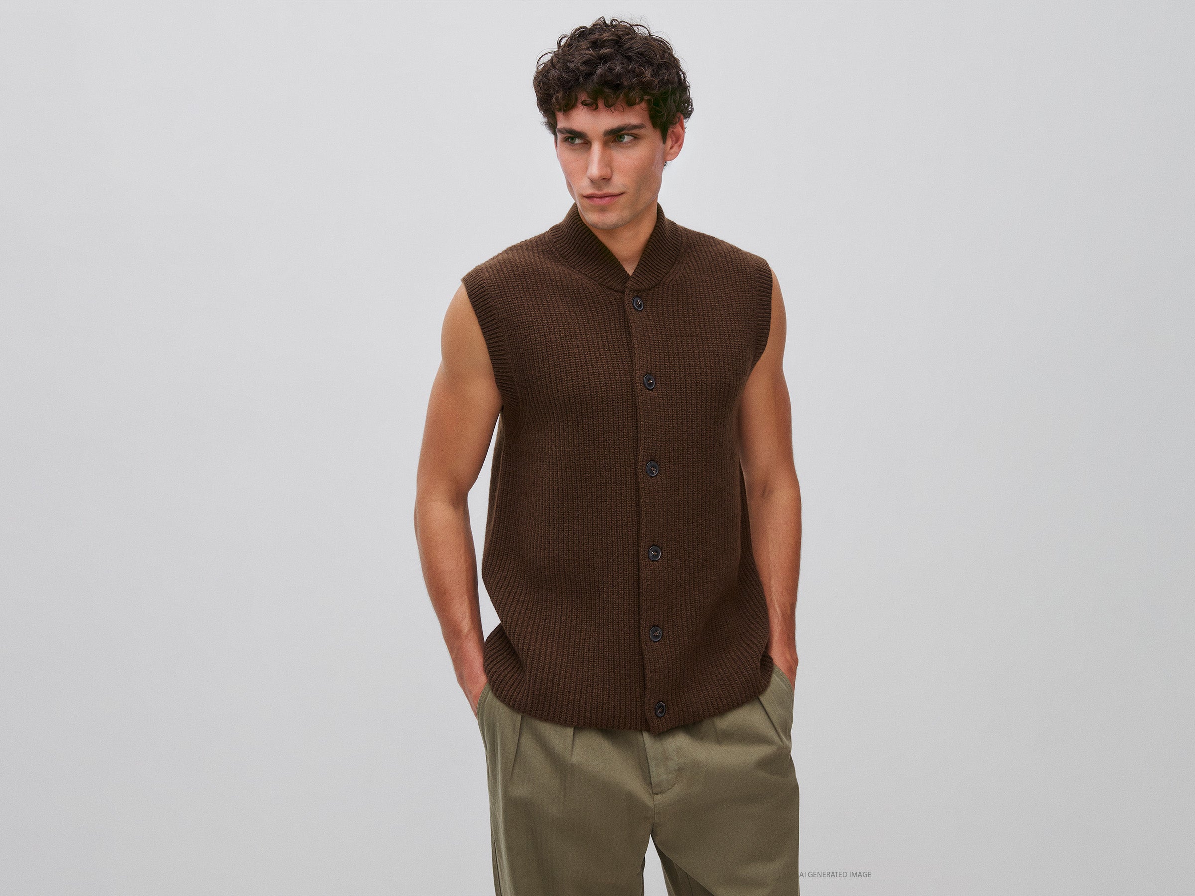 United Colors of Benetton Gilet Lana Abbottonato Collo Bomber