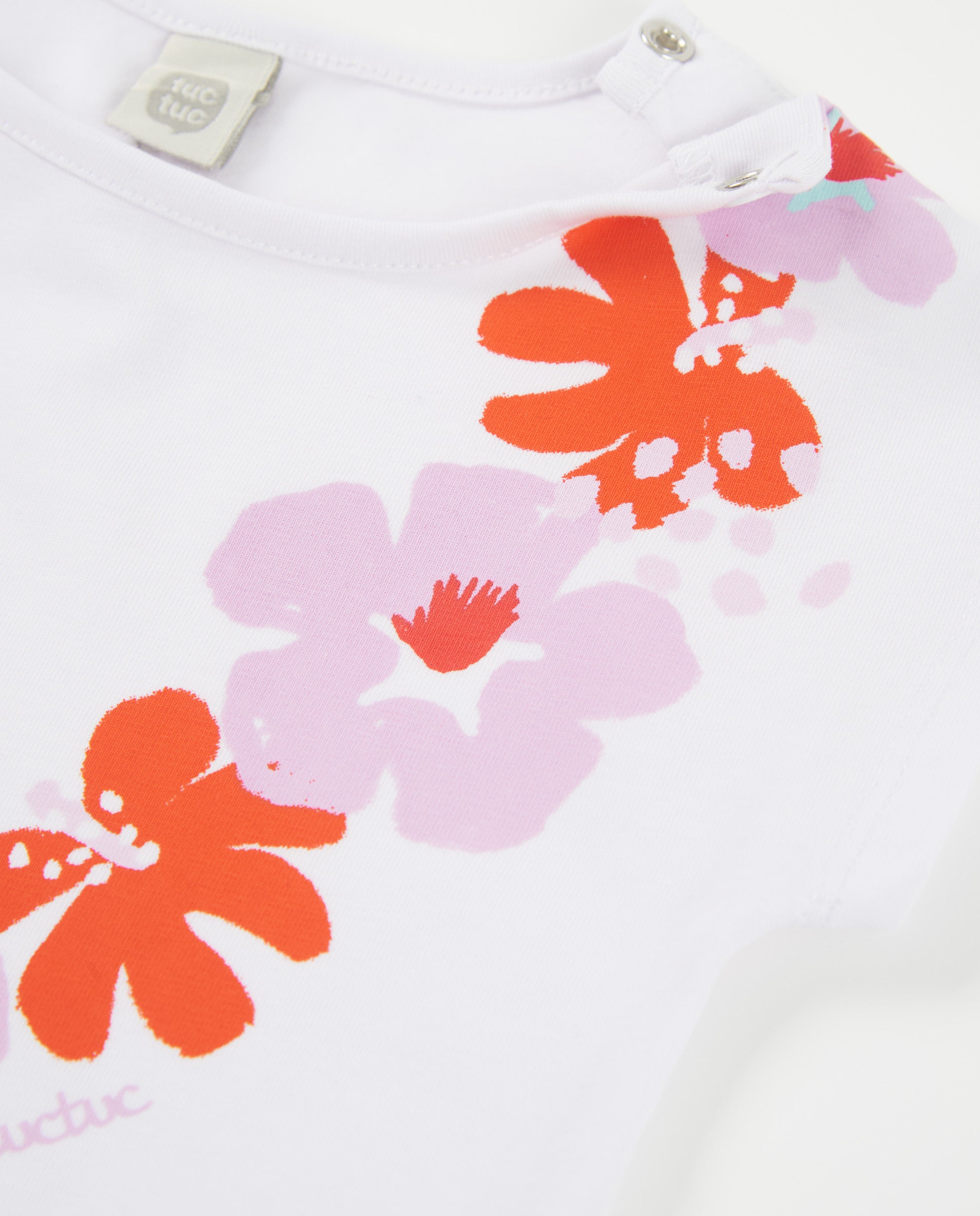 TucTuc Magliette T-Shirt Bambina Bianco Jersey Fiori Manica corta