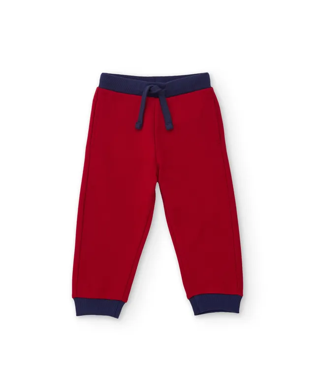 TucTuc Pantaloni felpa bambino rosso coulisse contrasto