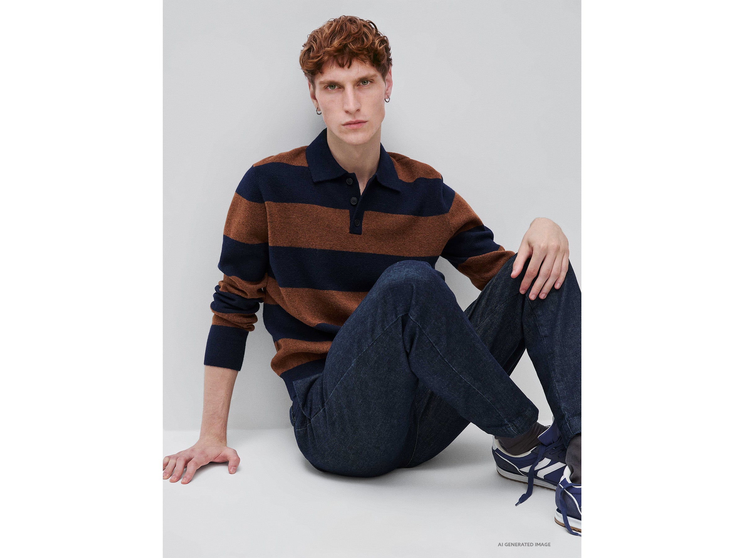 Benetton Sweaters polo maglione lana righe S