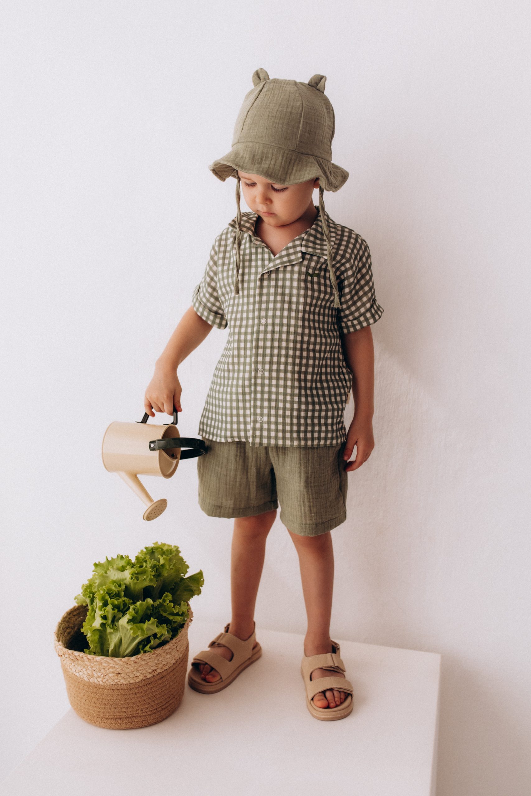 Woolly Organic Teddy Ears SS27 cappello neonato mussola Ecru