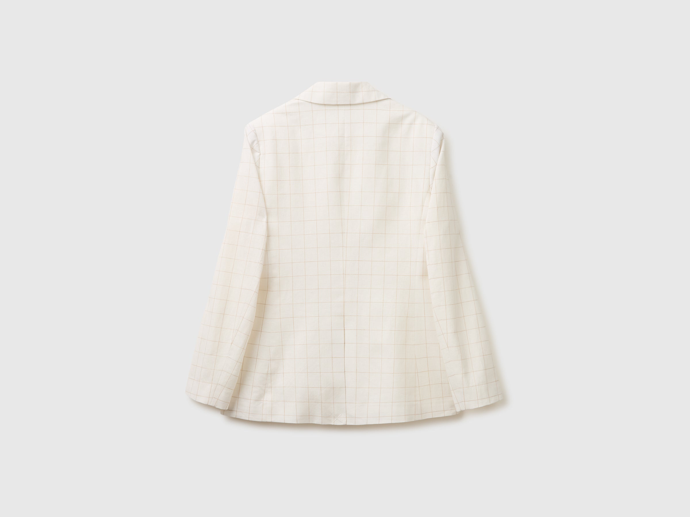 Benetton Checked Blazer giacca quadri lino cotone taglia 42