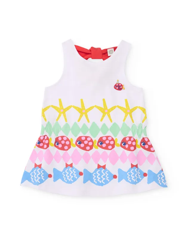 TucTuc Vestiti vestito bambina bianco fiocco mare