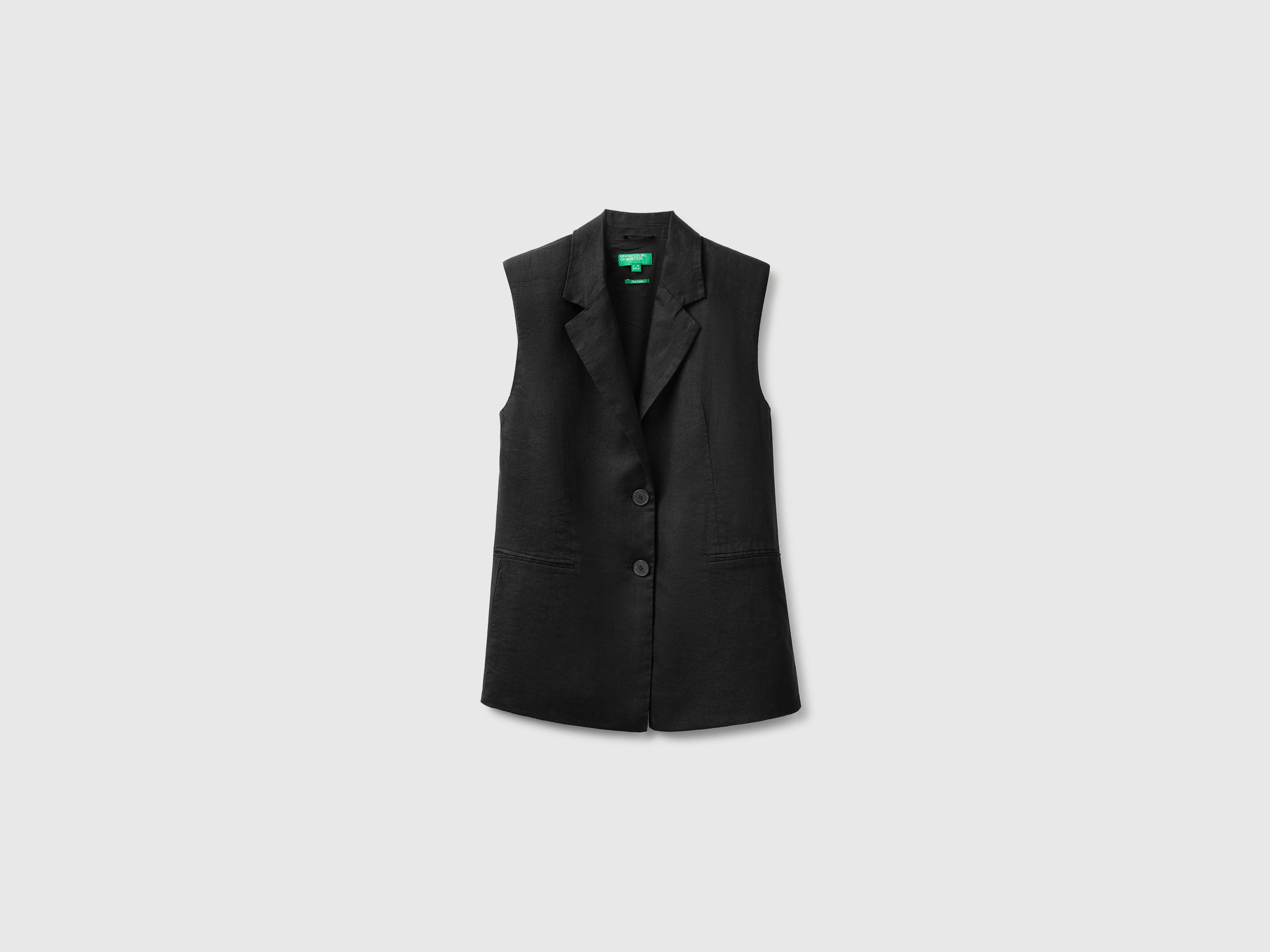 United Colors of Benetton Gilet lungo lino puro due bottoni