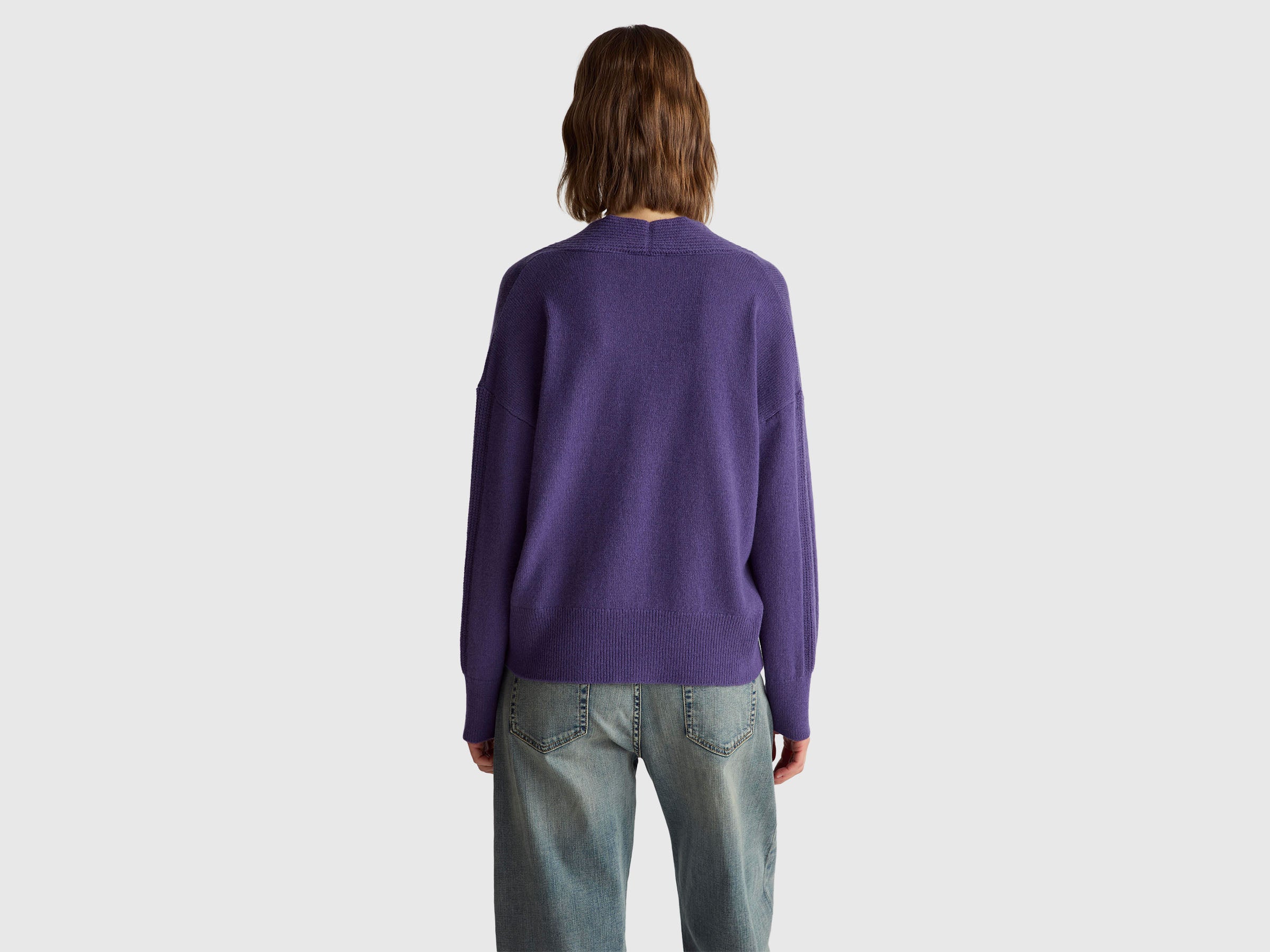 United Colors of Benetton maglione lana scollo V donna