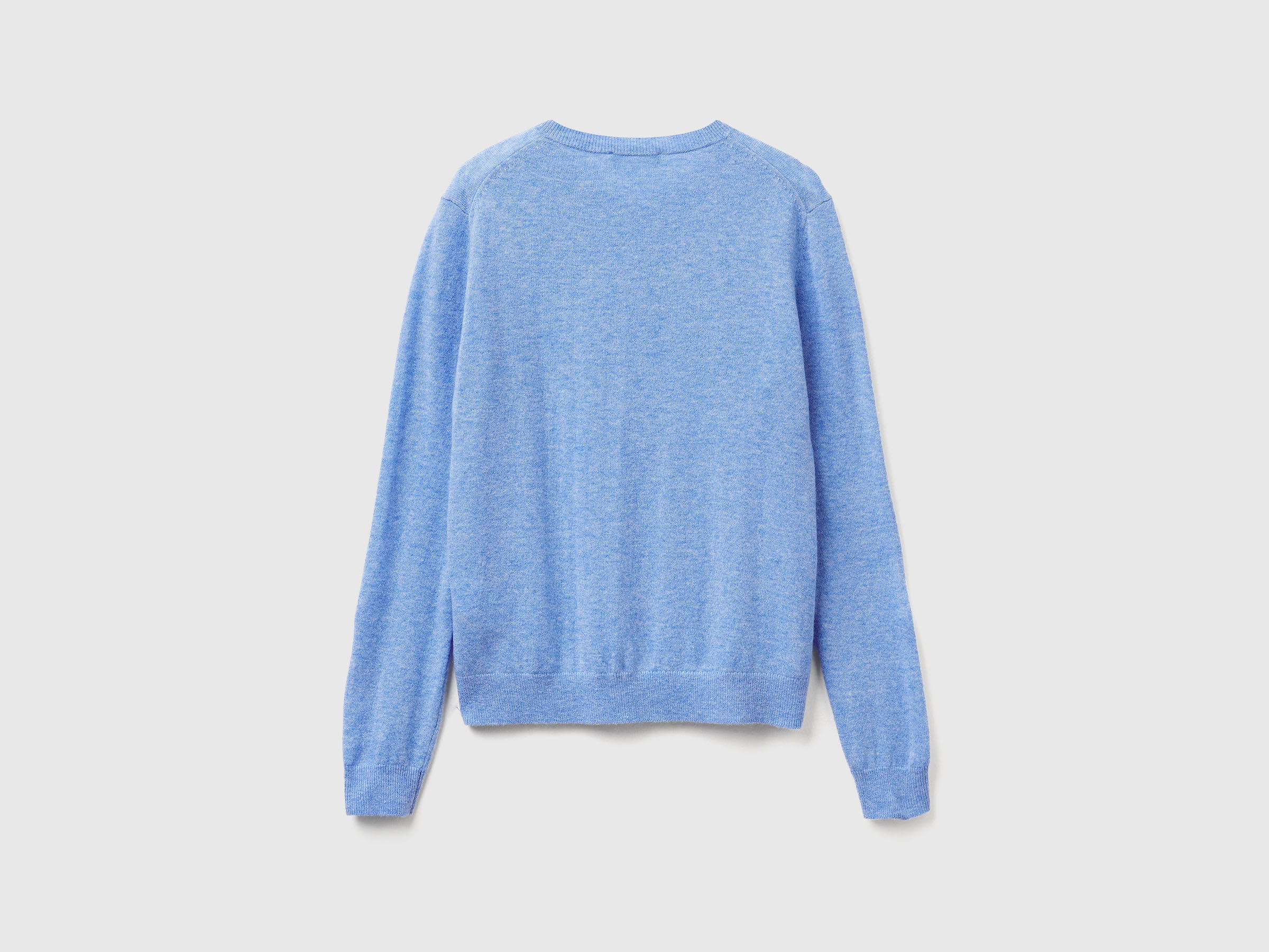 United Colors of Benetton cardigan lana merino azzurro collo rotondo