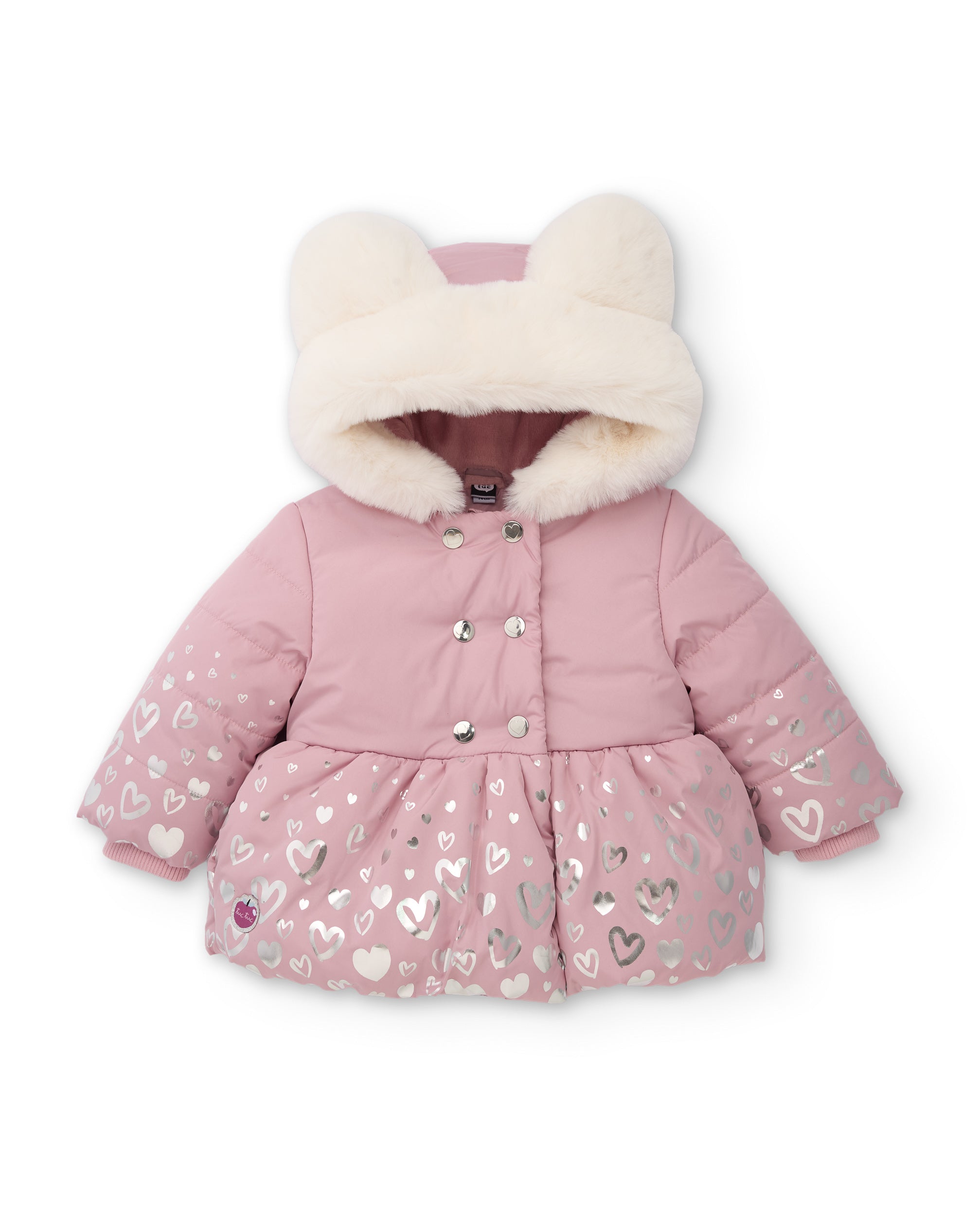 TucTuc Cappotti Piumino Bambina Rosa Stampa Cuori Cappuccio