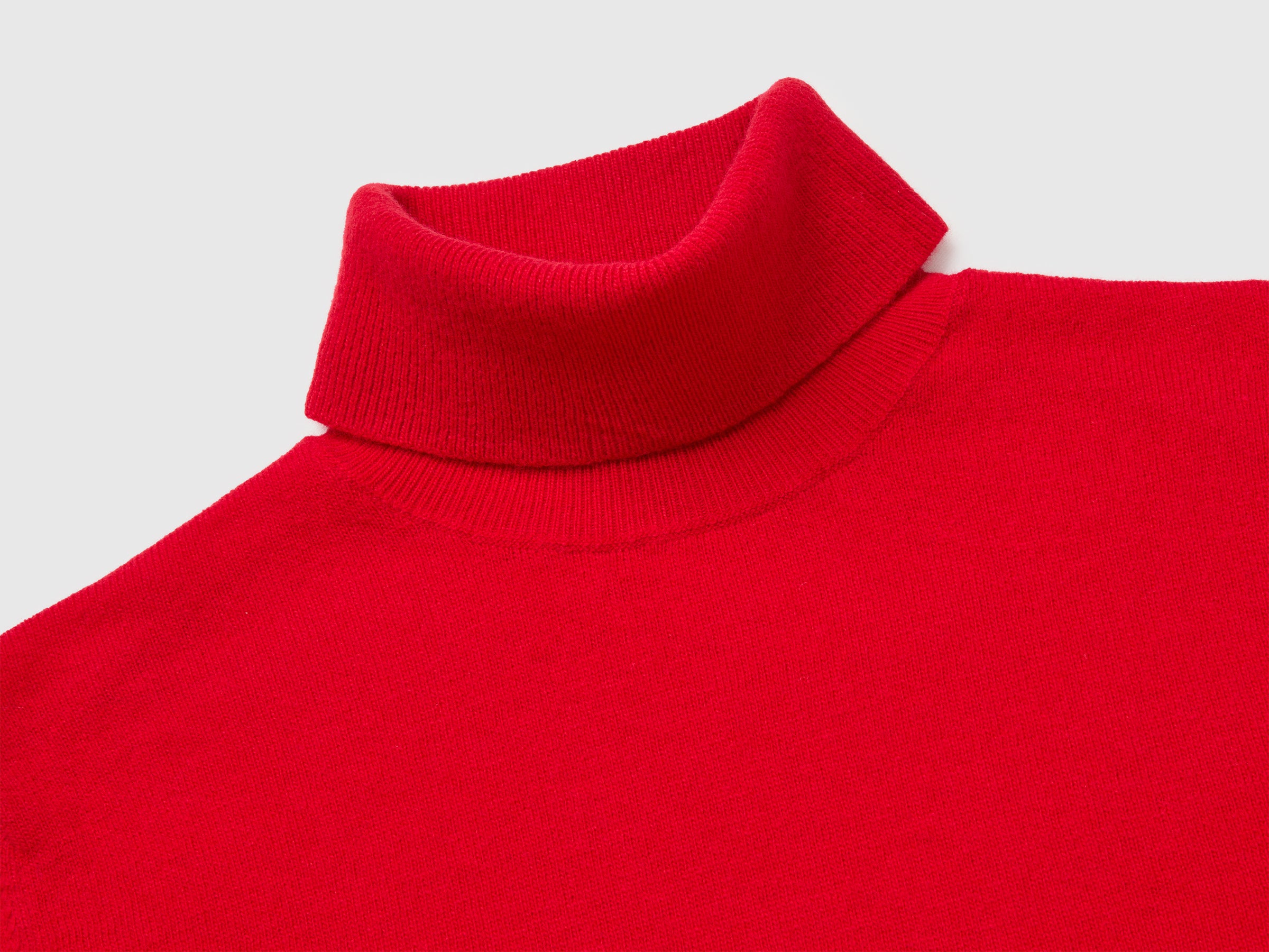 United Colors of Benetton Maglione Dolcevita Lana Merino Rosso