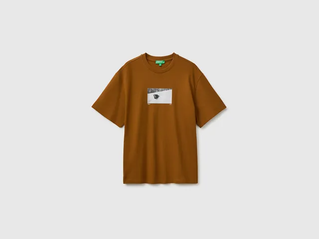 United Colors of Benetton T-shirt stampata cotone bio relaxed