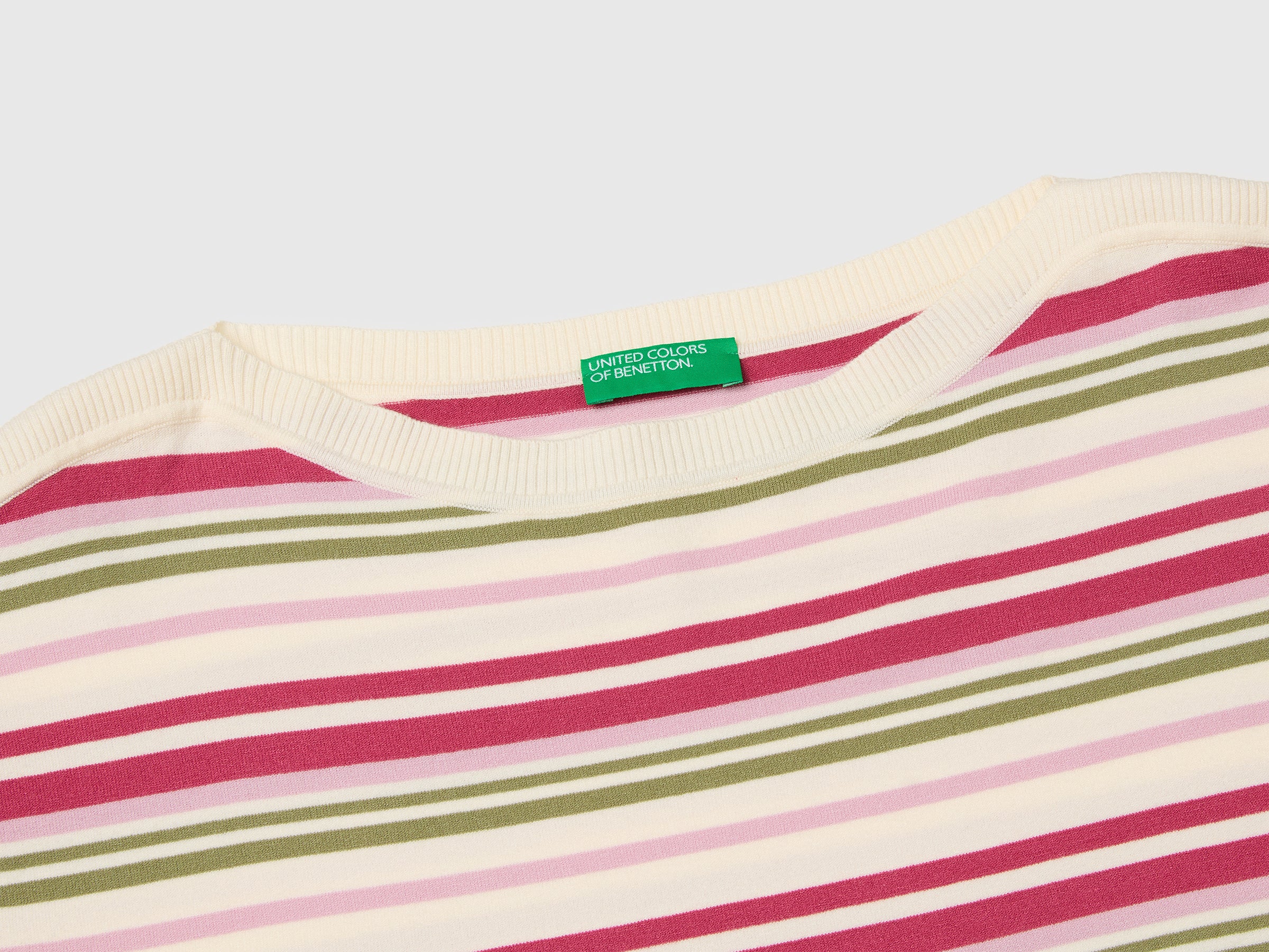 Benetton Sweaters maglione righe scollo barca M
