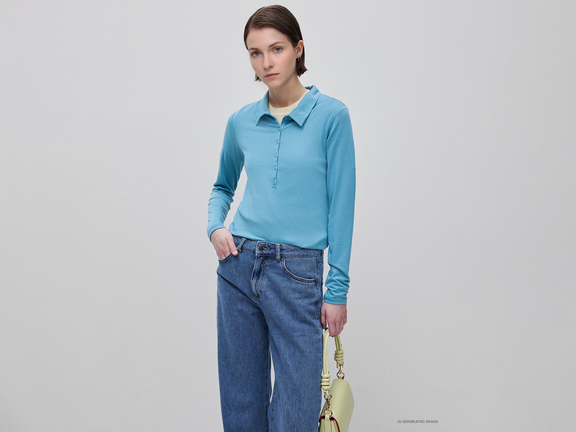 United Colors of Benetton polo jersey leggero viscosa S bottoni
