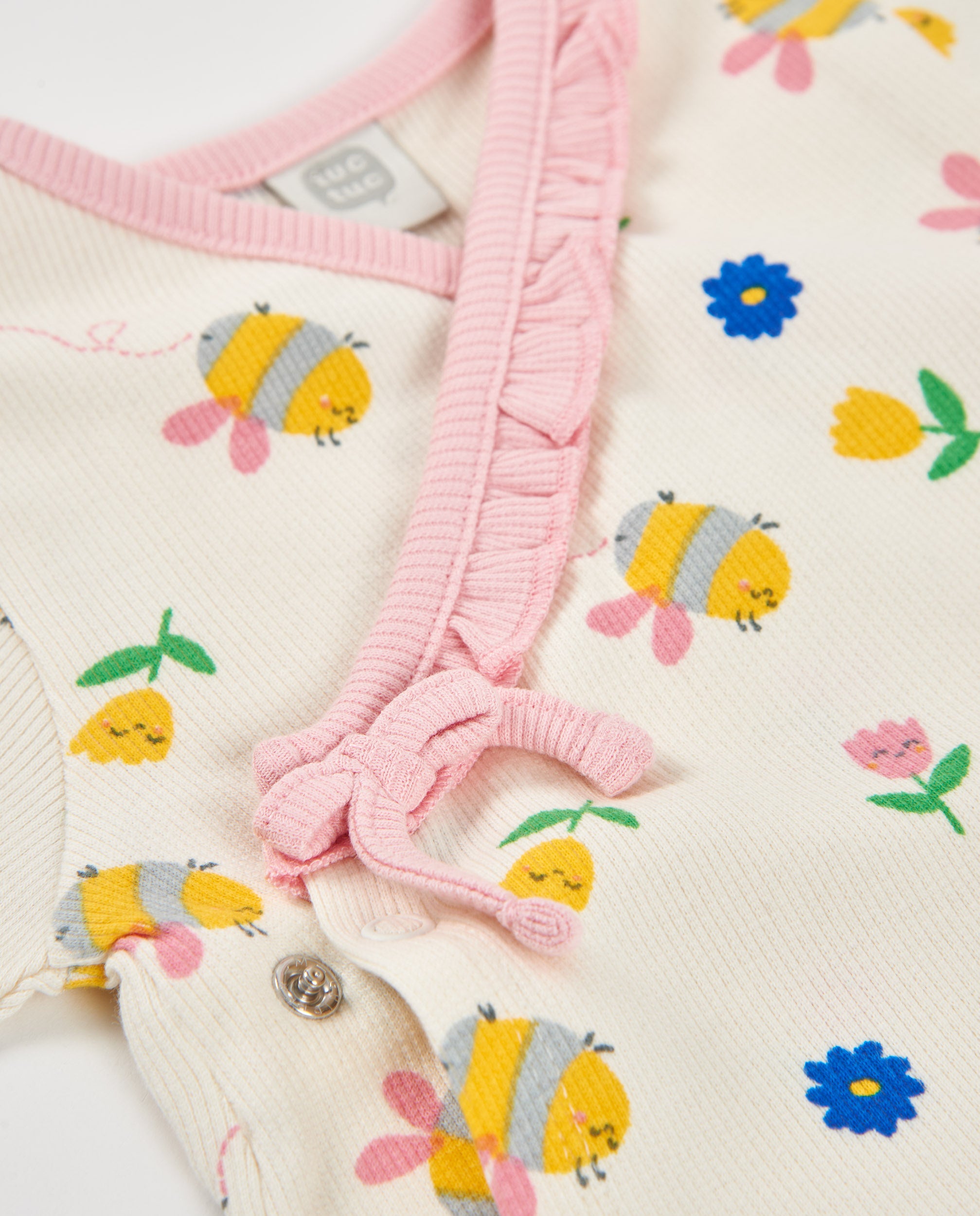 TucTuc Completi completo maglia neonata beige 2 pezzi laterale