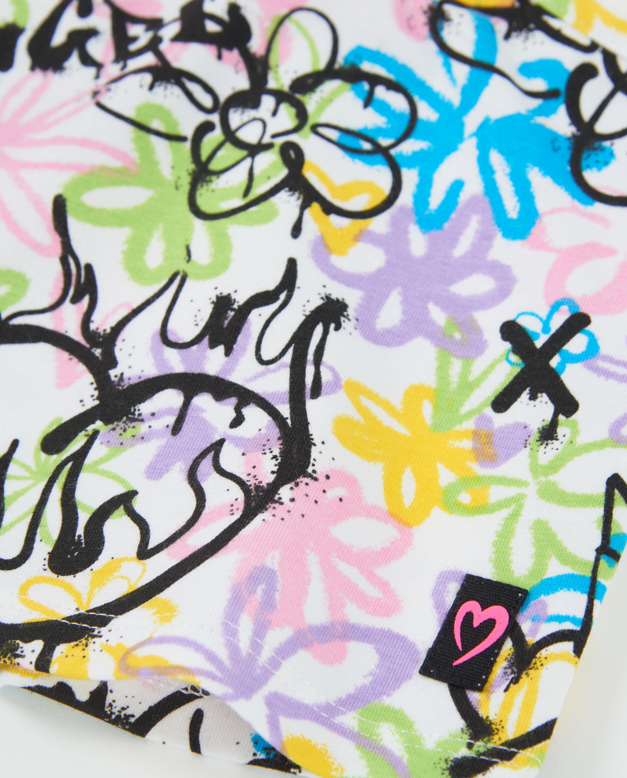 TucTuc Magliette top bambina bianco graffiti spalline incrociate