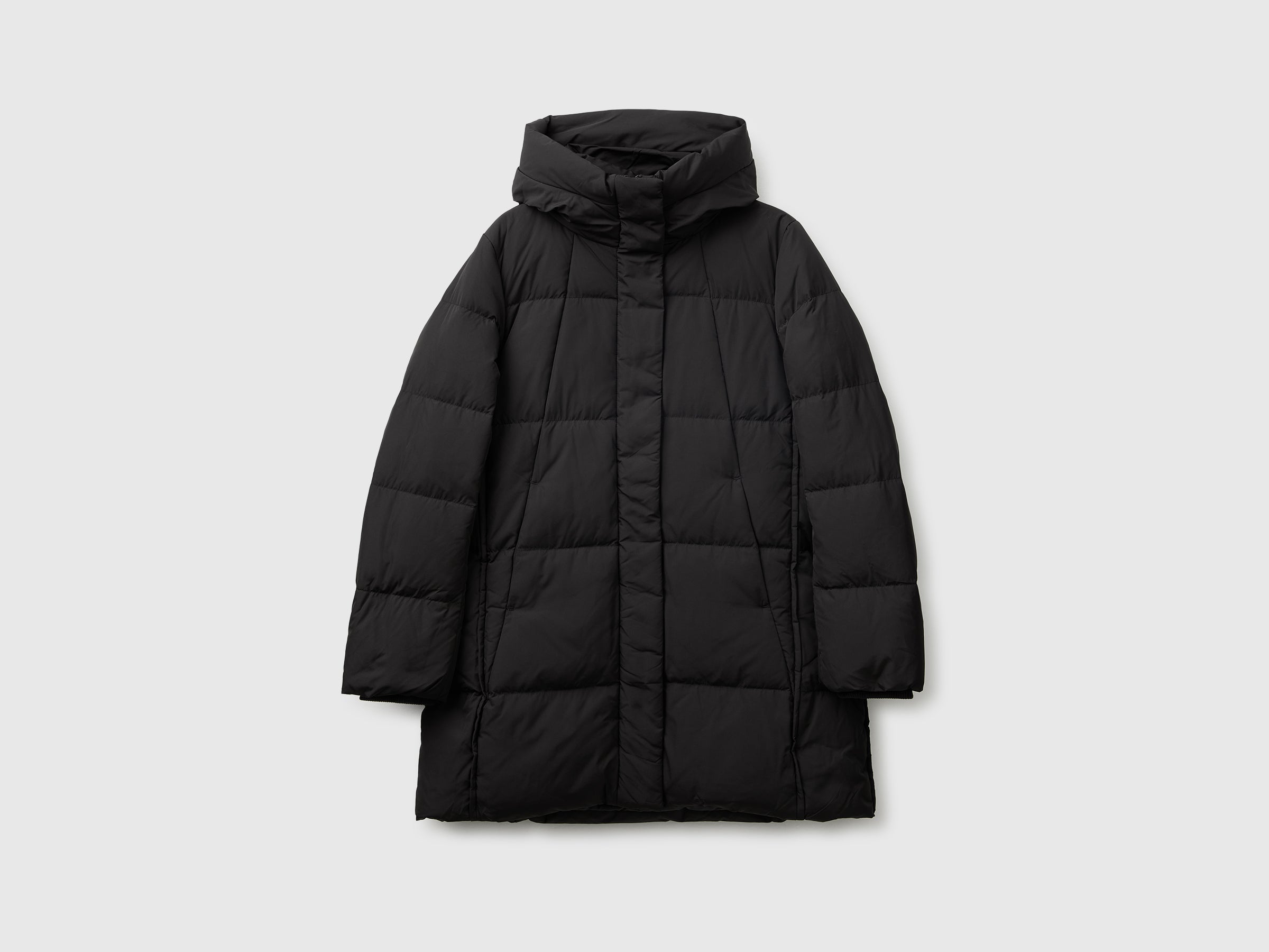 Benetton Piumino midi con cappuccio poliestere riciclato