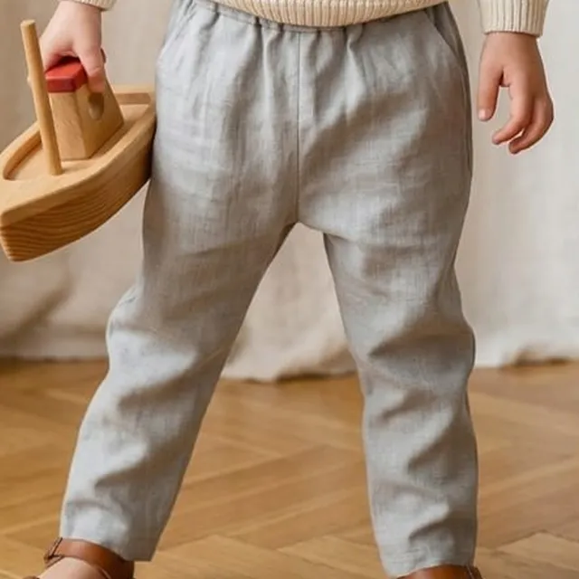 Petite Citrouille Charlie pantalone lino neonato grigio comodo