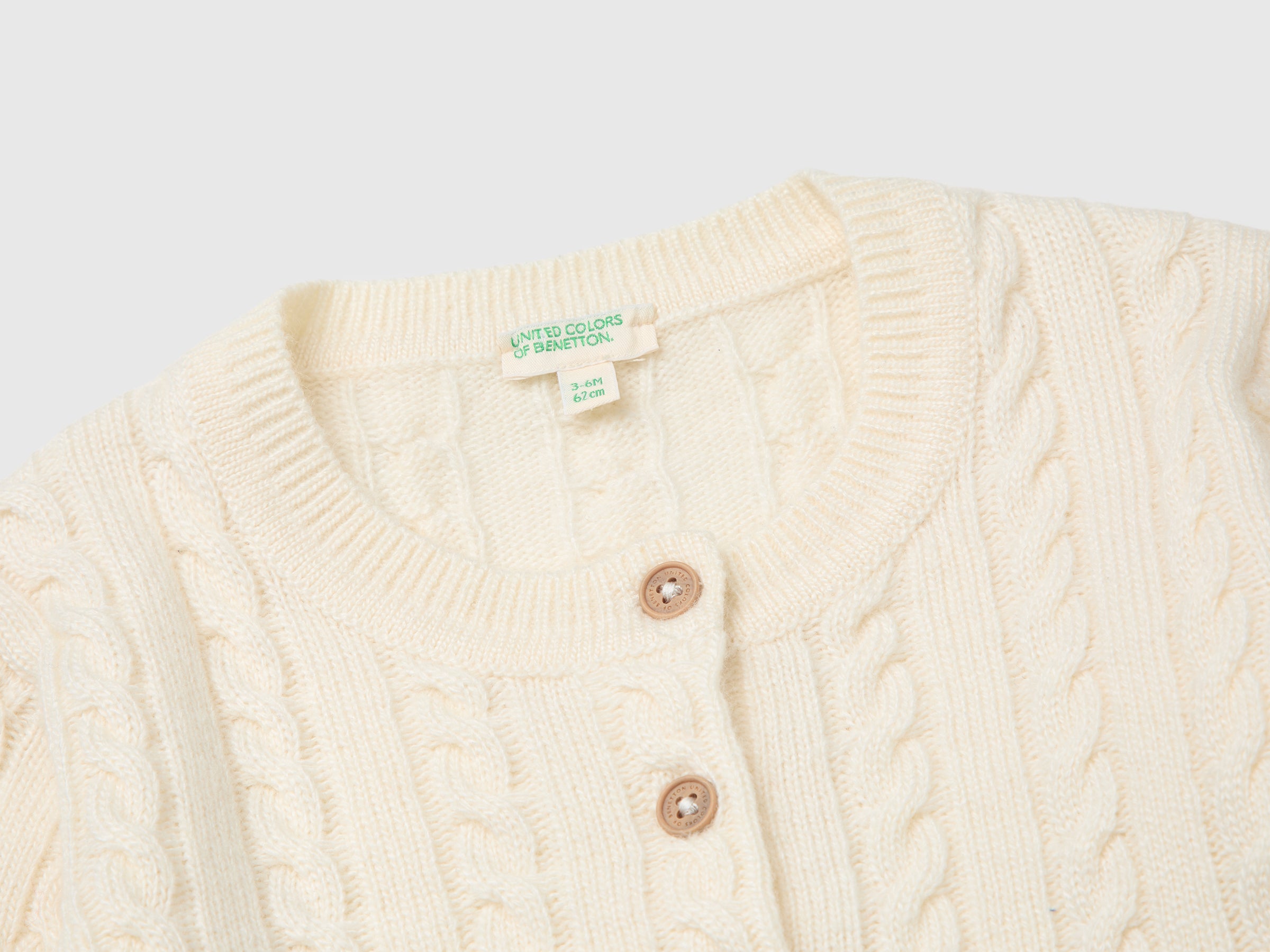 United Colors of Benetton Cardigan golfino trecce lana neonato