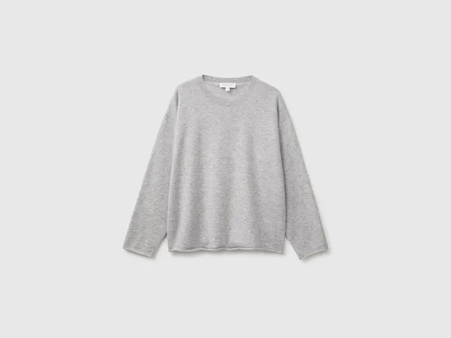 Benetton maglione girocollo misto lana cashmere manica lunga
