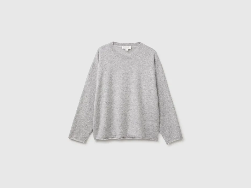 Benetton maglione girocollo misto lana cashmere manica lunga