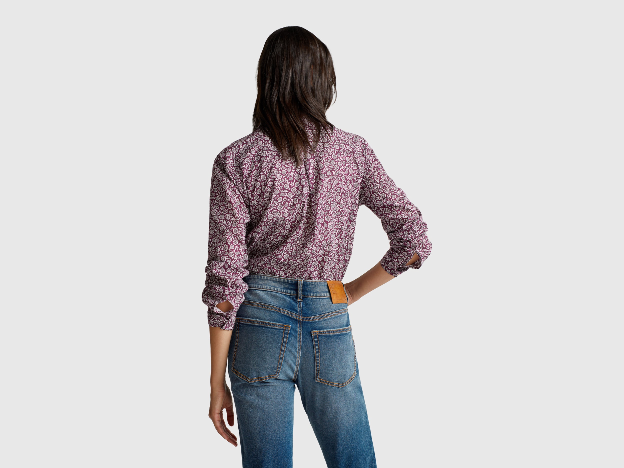 United Colors of Benetton camicia cotone leggero fantasia manica lunga