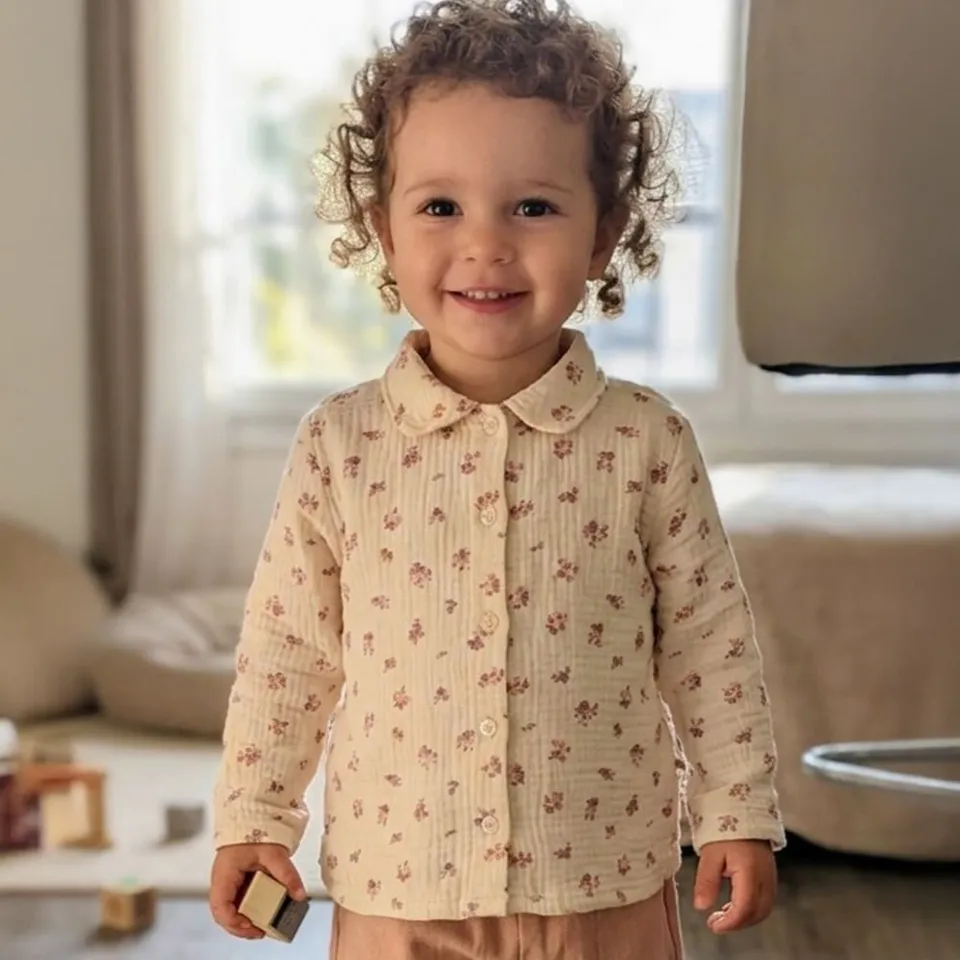 Petite Citrouille Léna blusa neonata garza cotone fiori