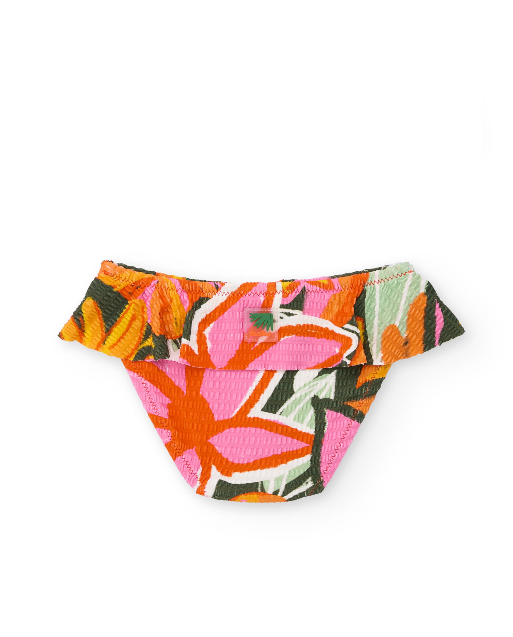 TucTuc Costumi Da Bagno Slip Bambina Arancione Floreale Volant