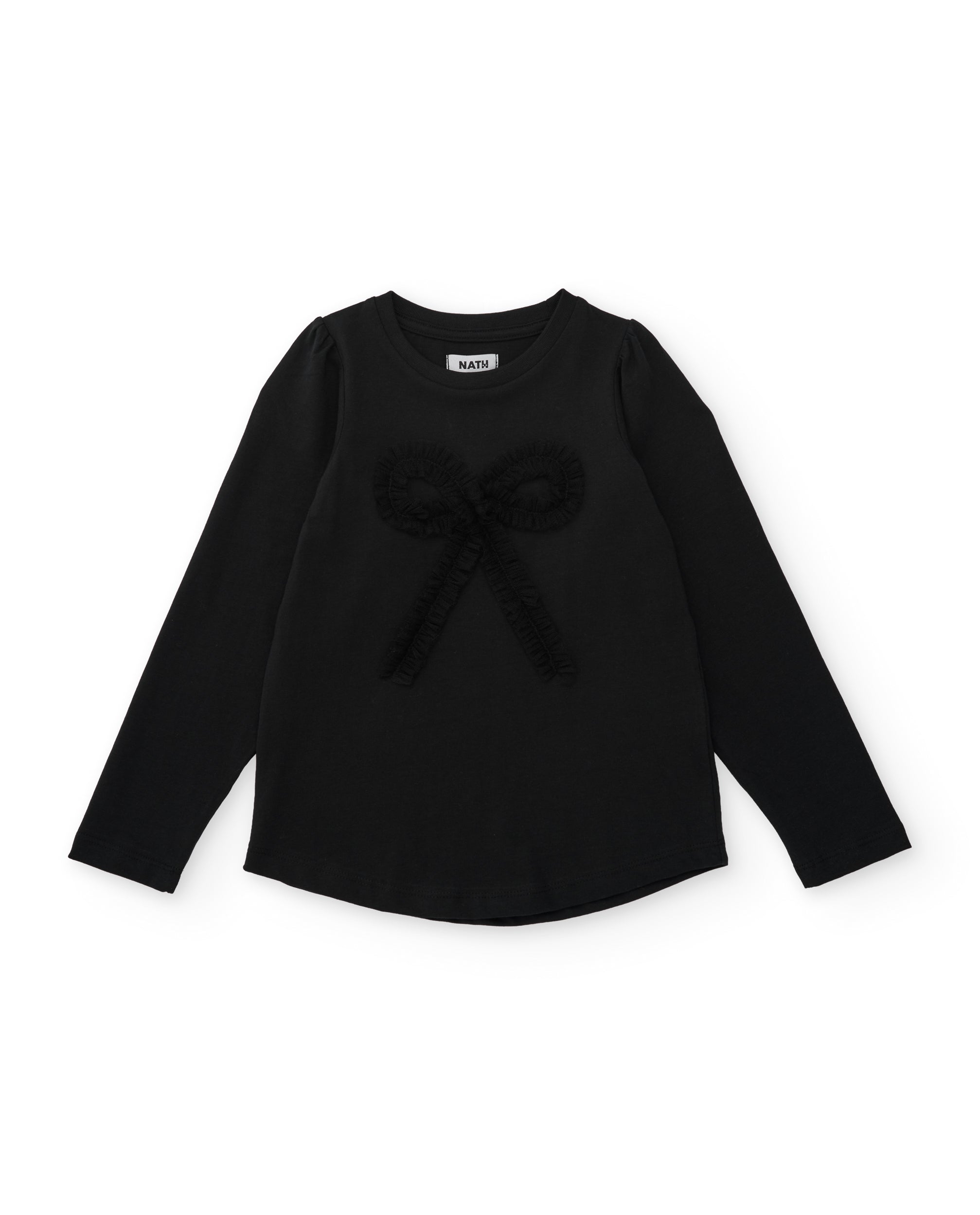 TucTuc Magliette Maglia Bambina Nero Manica Lunga con Fiocco