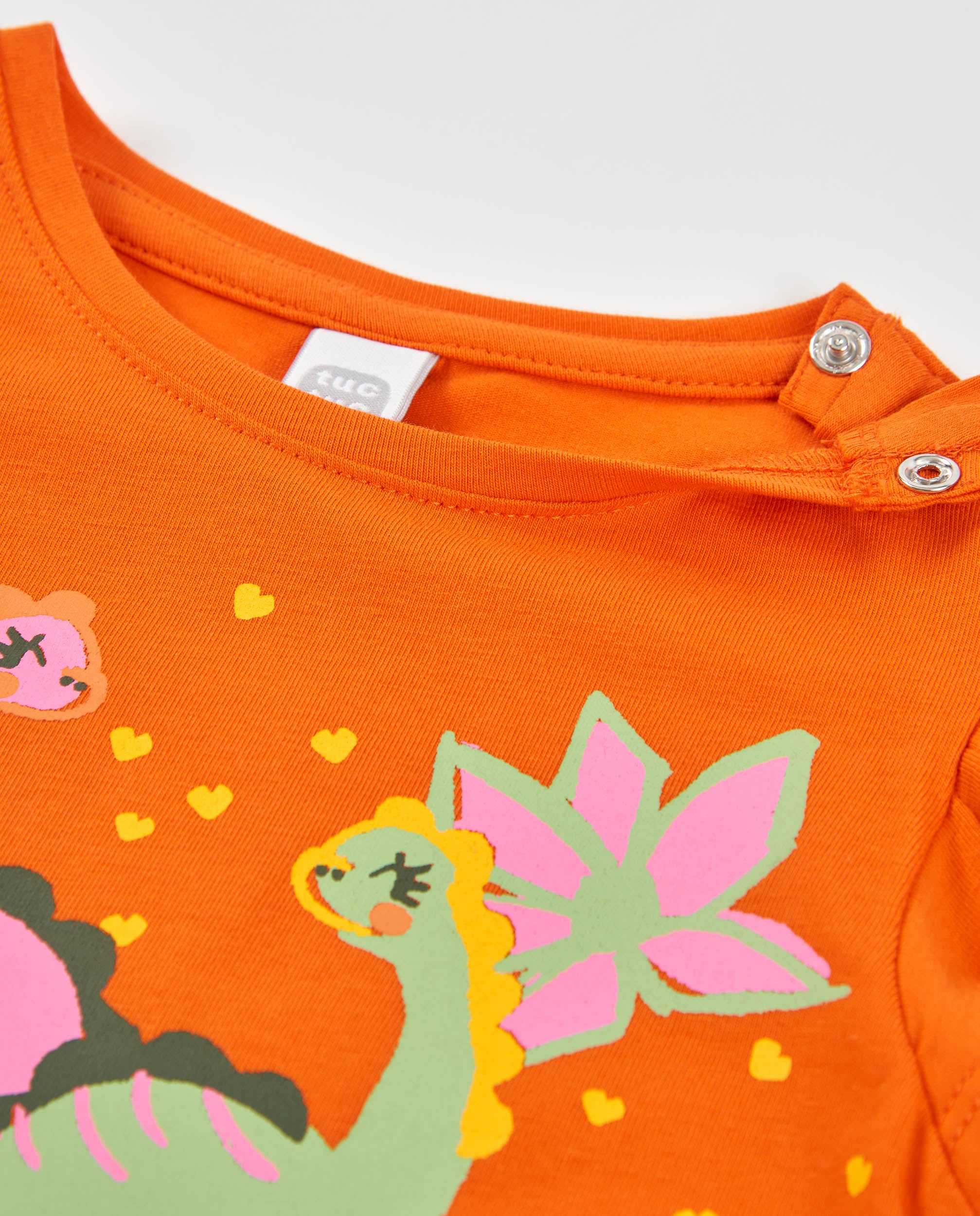 TucTuc Magliette t-shirt bambina arancione volant dinosauri
