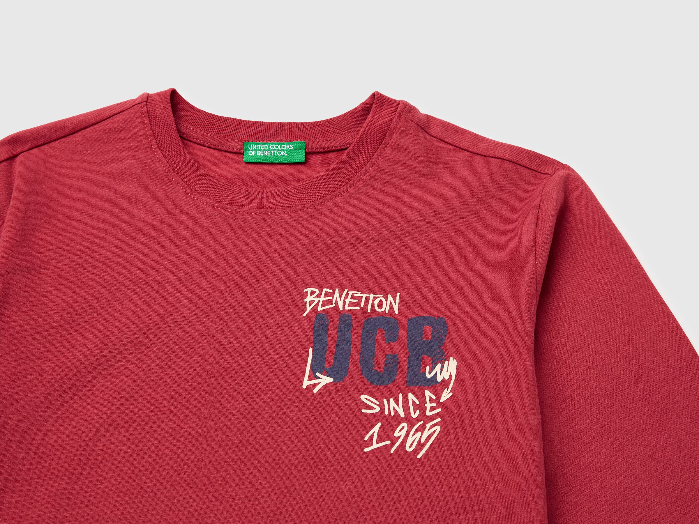 United Colors of Benetton T-Shirt Cotone Bio Maniche Lunghe Logo S