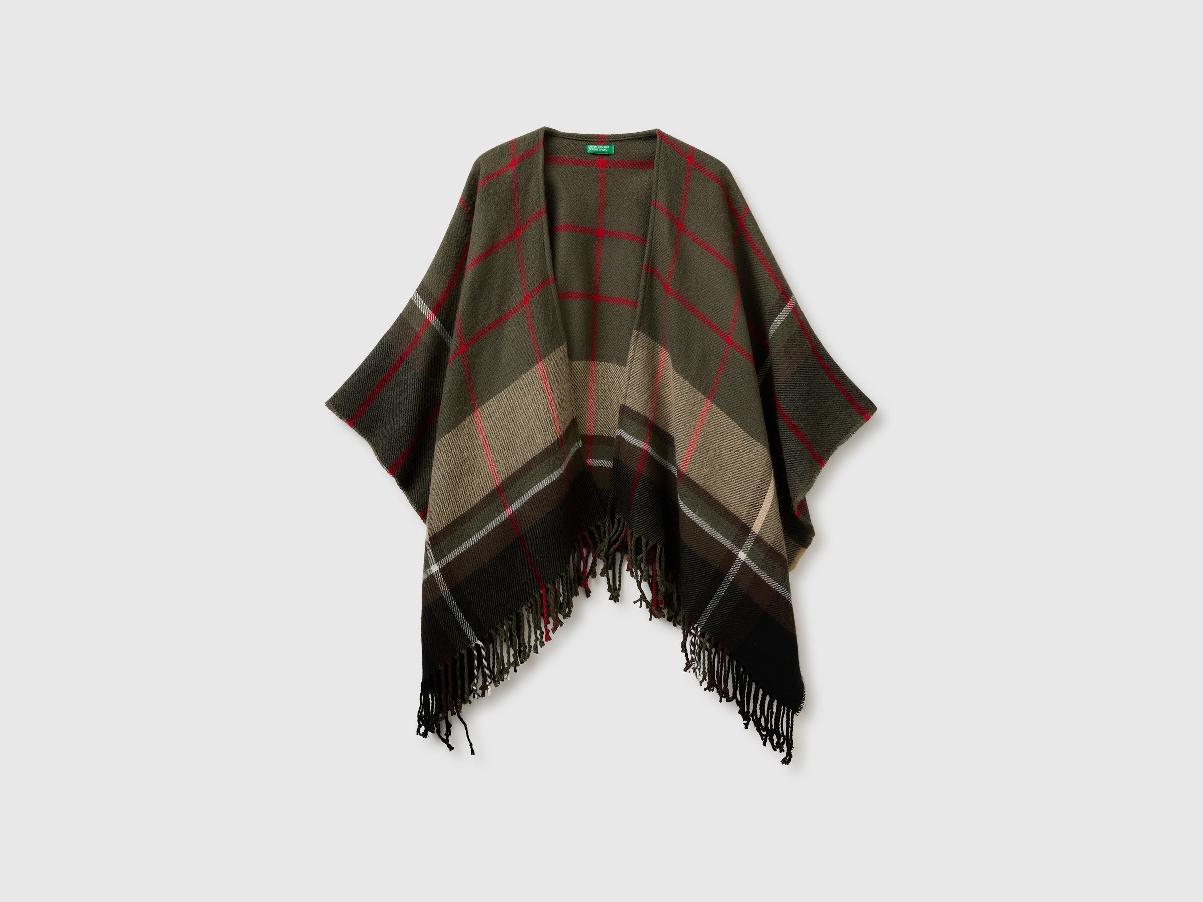 United Colors of Benetton Mantella Quadri Poncho Taglia Unica