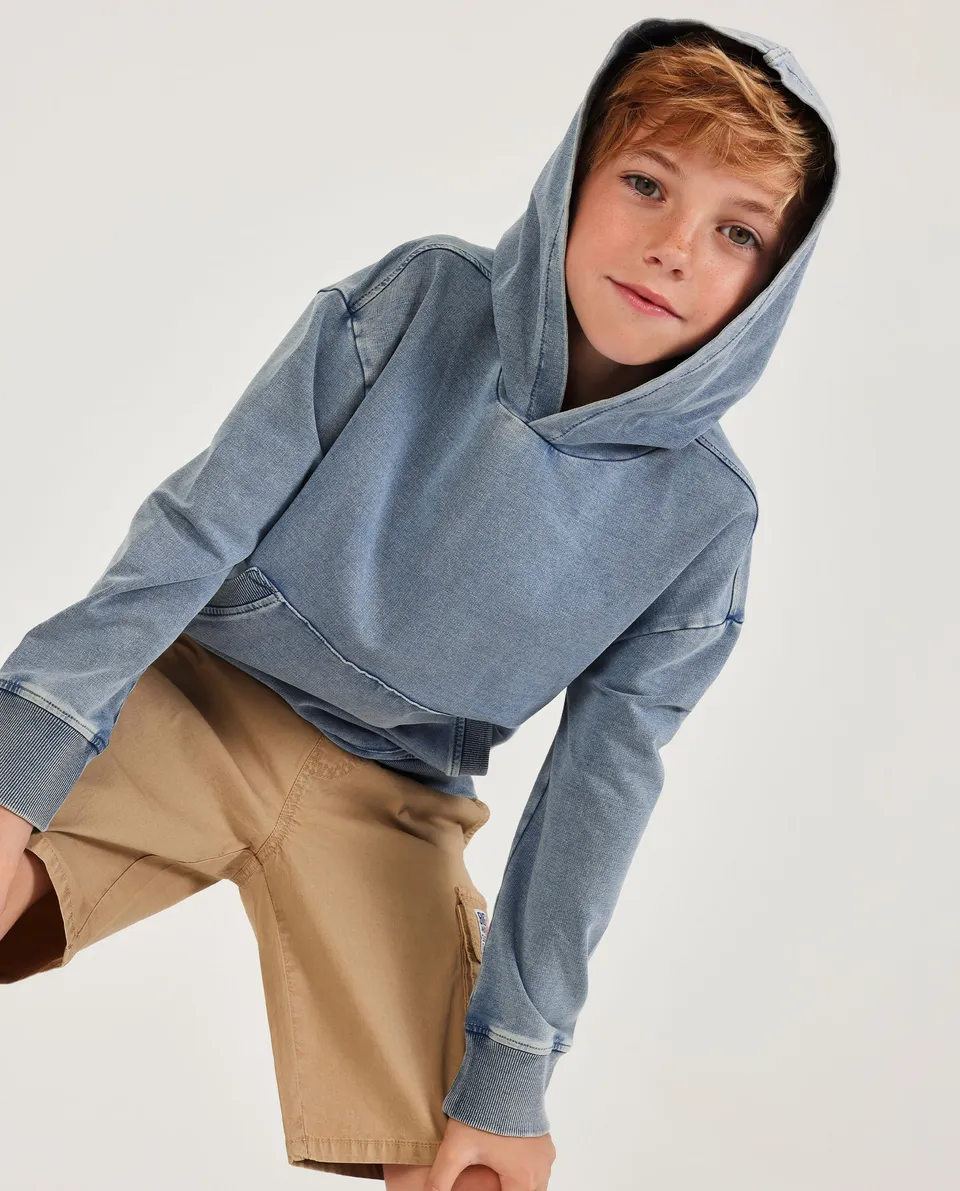 TucTuc Felpe Felpa Bambino Denim Jeans 8 Anni con Cappuccio