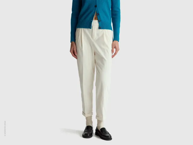 United Colors of Benetton Pantaloni Chino Velluto Elastico Taglia S