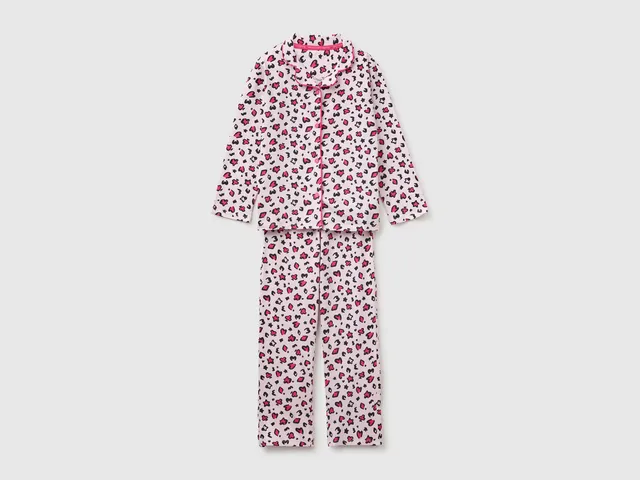 United Colors of Benetton Pigiama bambina 7-8 anni stampa animale cotone
