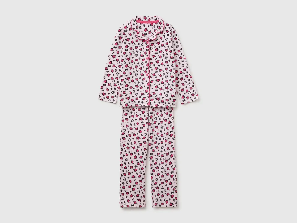 United Colors of Benetton Pigiama bambina 7-8 anni stampa animale cotone