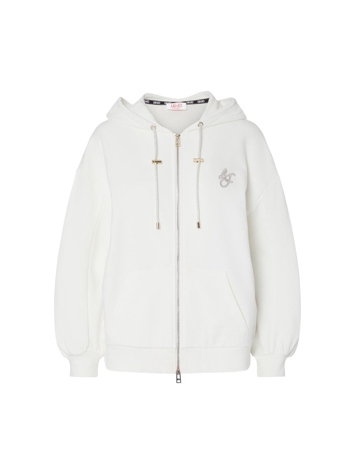 Liu Jo Felpa con Zip e Cappuccio felpa L bianca