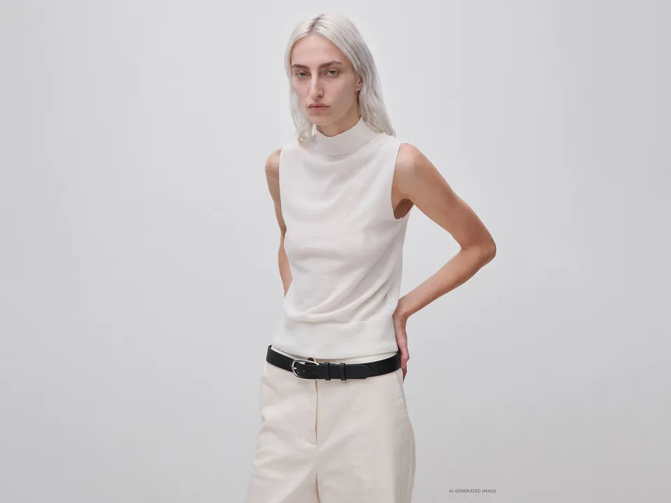 United Colors of Benetton maglione lana leggera smanicato collo alto