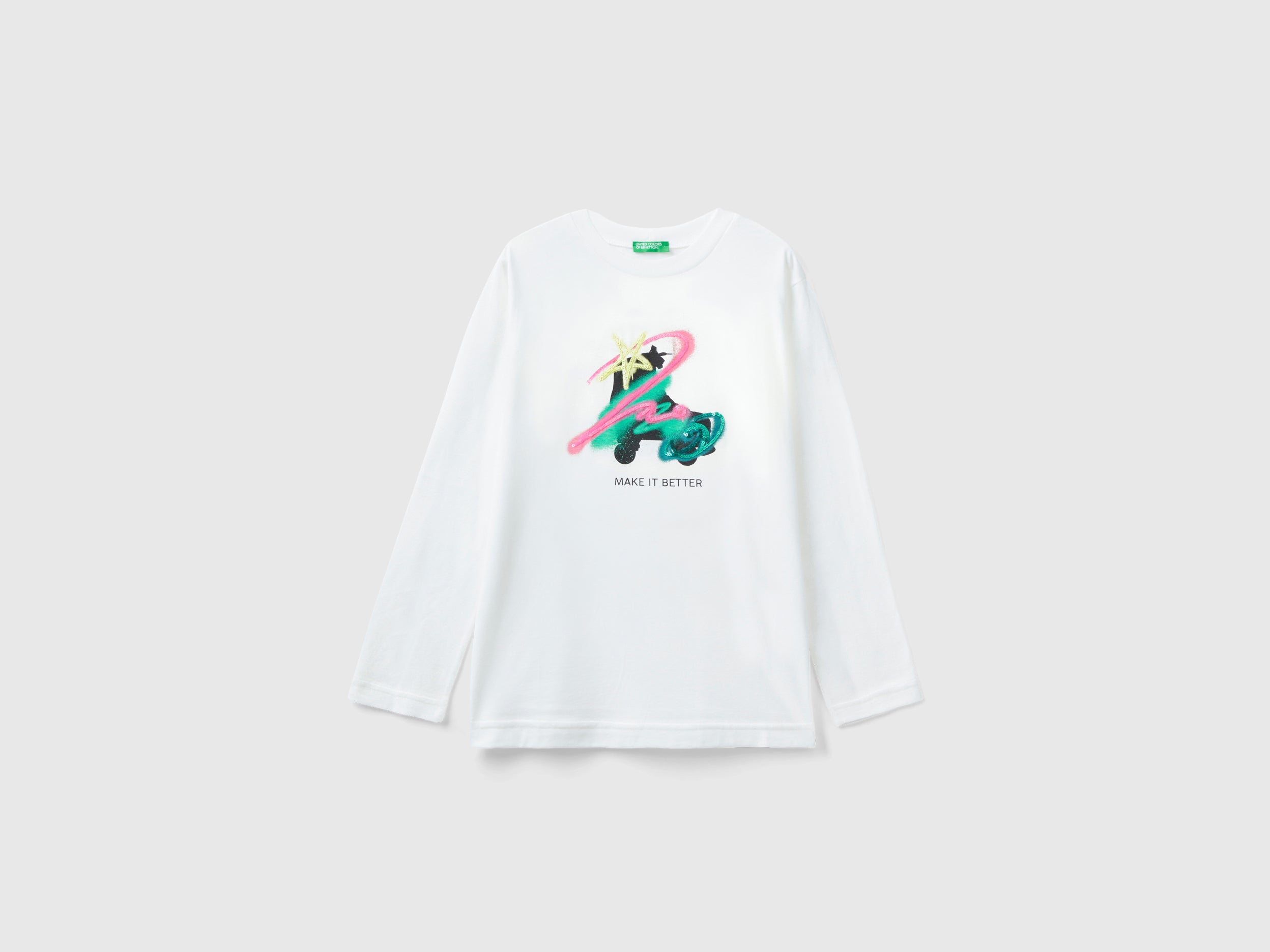 United Colors of Benetton T-Shirts t-shirt cotone stampa paillettes