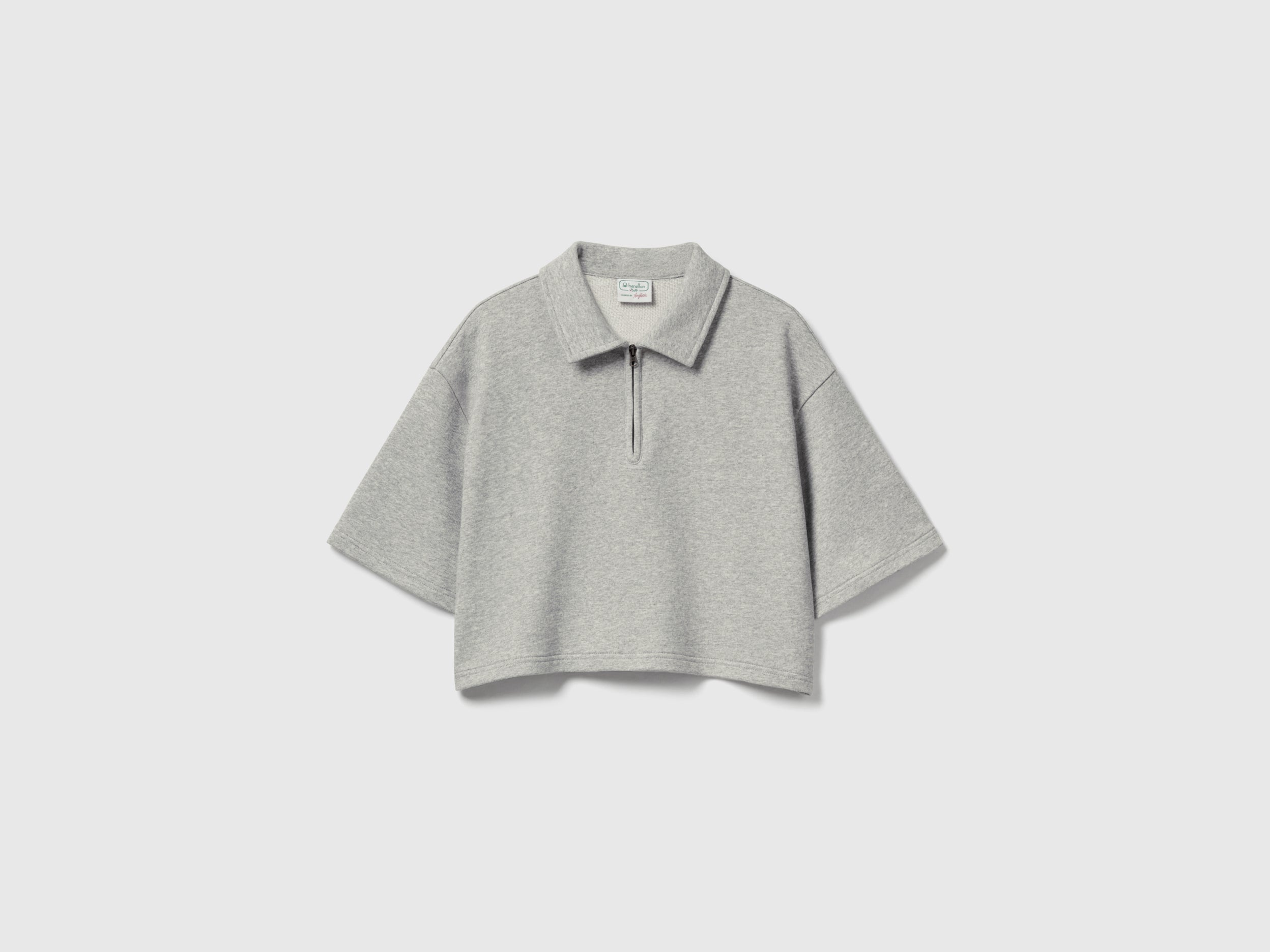 United Colors of Benetton polo cropped zip cotone