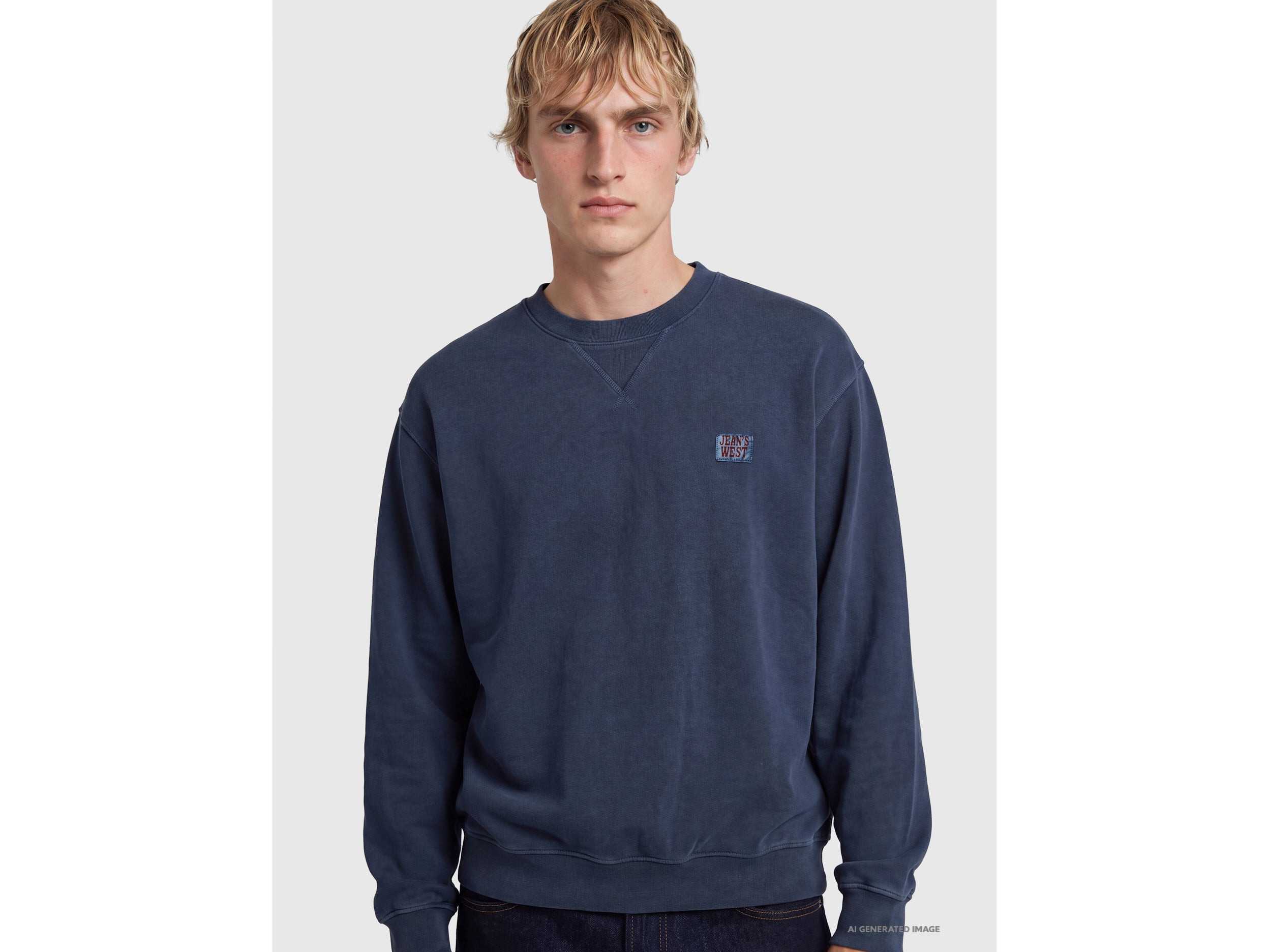 Benetton Felpa Girocollo Cotone Effetto Vintage Taglia L