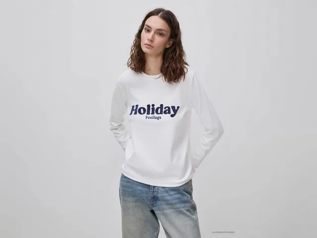 Benetton Warm cotton T-shirt with slogan maglietta cotone taglia M