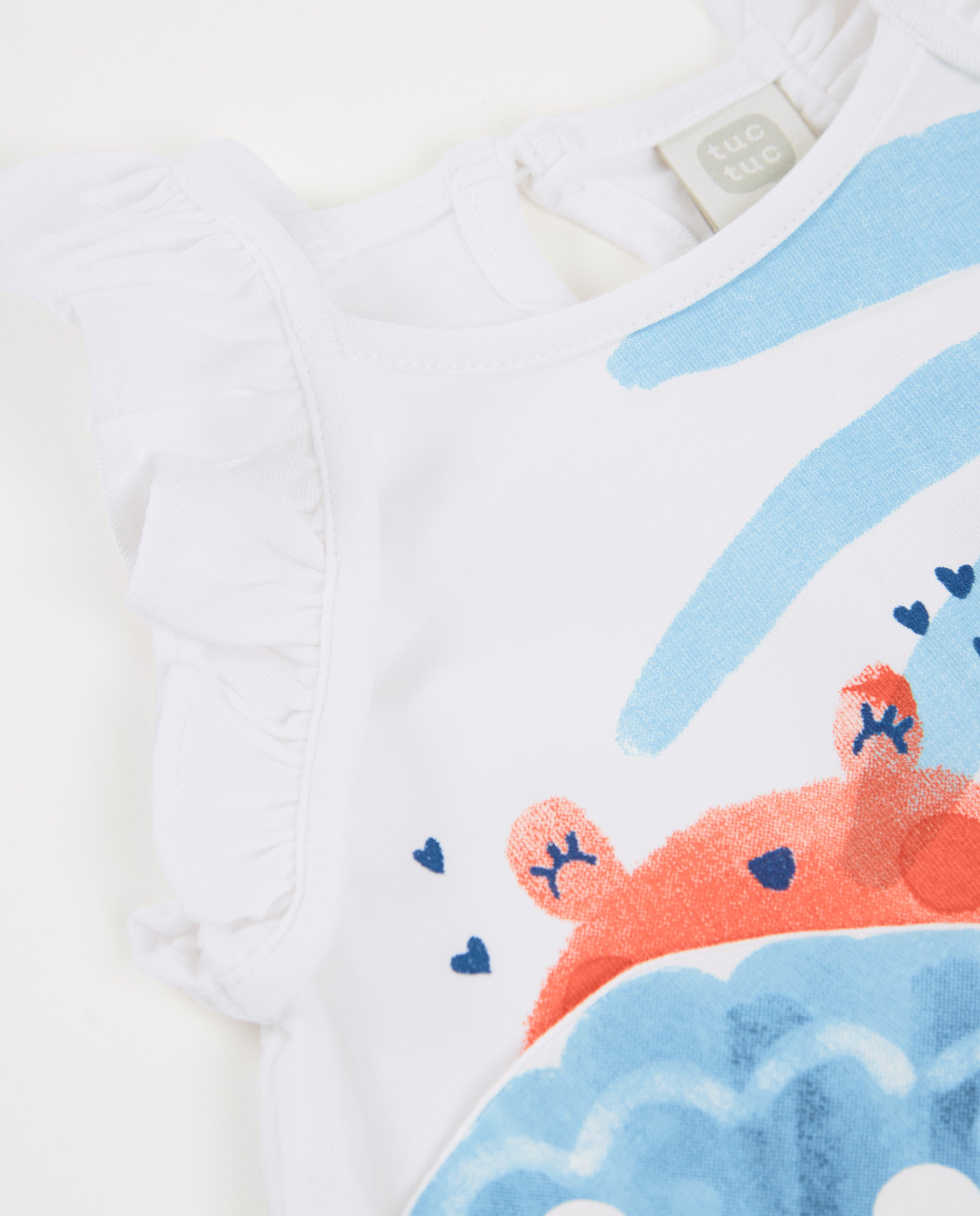 TucTuc Magliette canotta bambina bianca cotone con volant