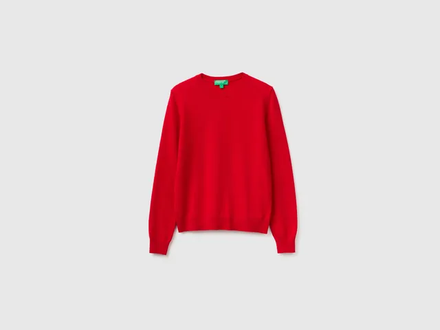 United Colors of Benetton Maglione Lana Merino Bordeaux M