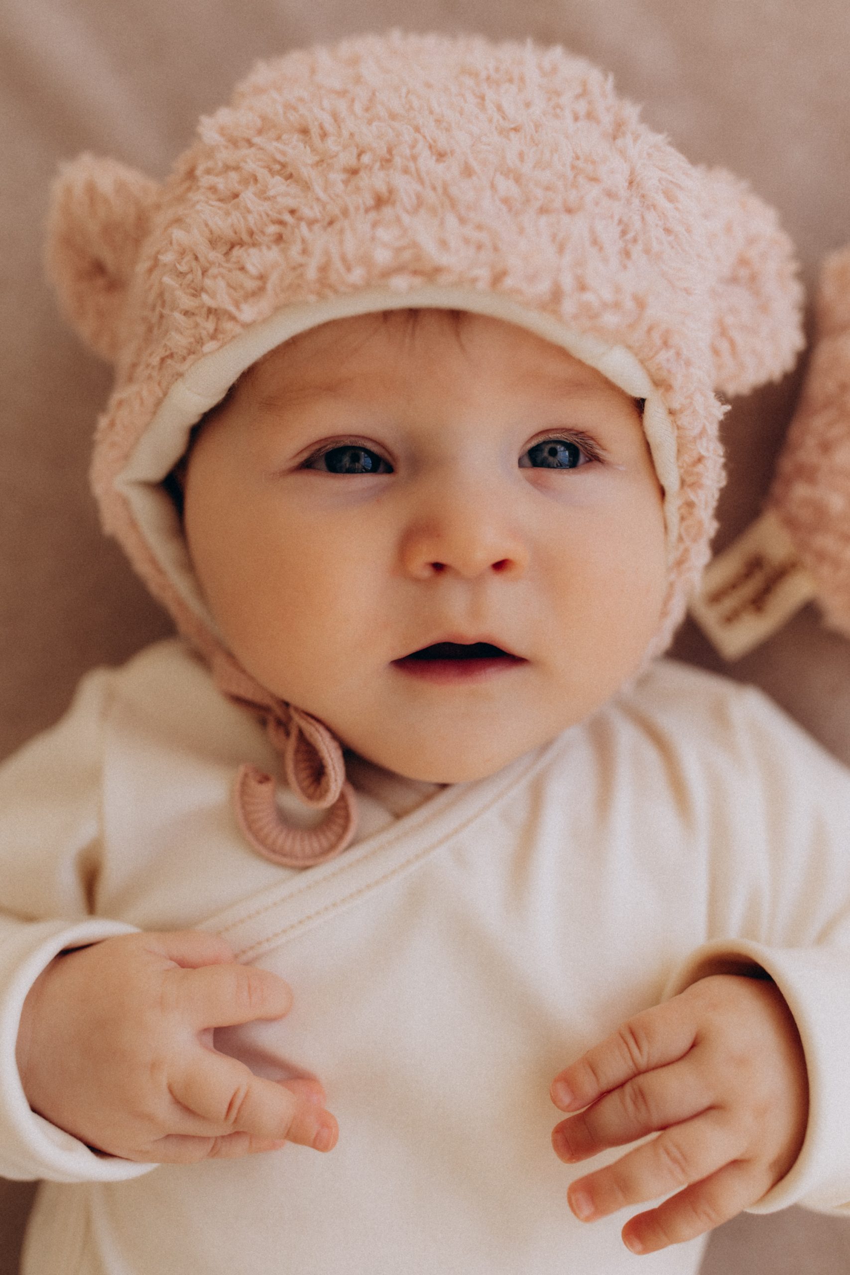 Woolly Organic Plush Hat Teddy Ears cappellino lana merino