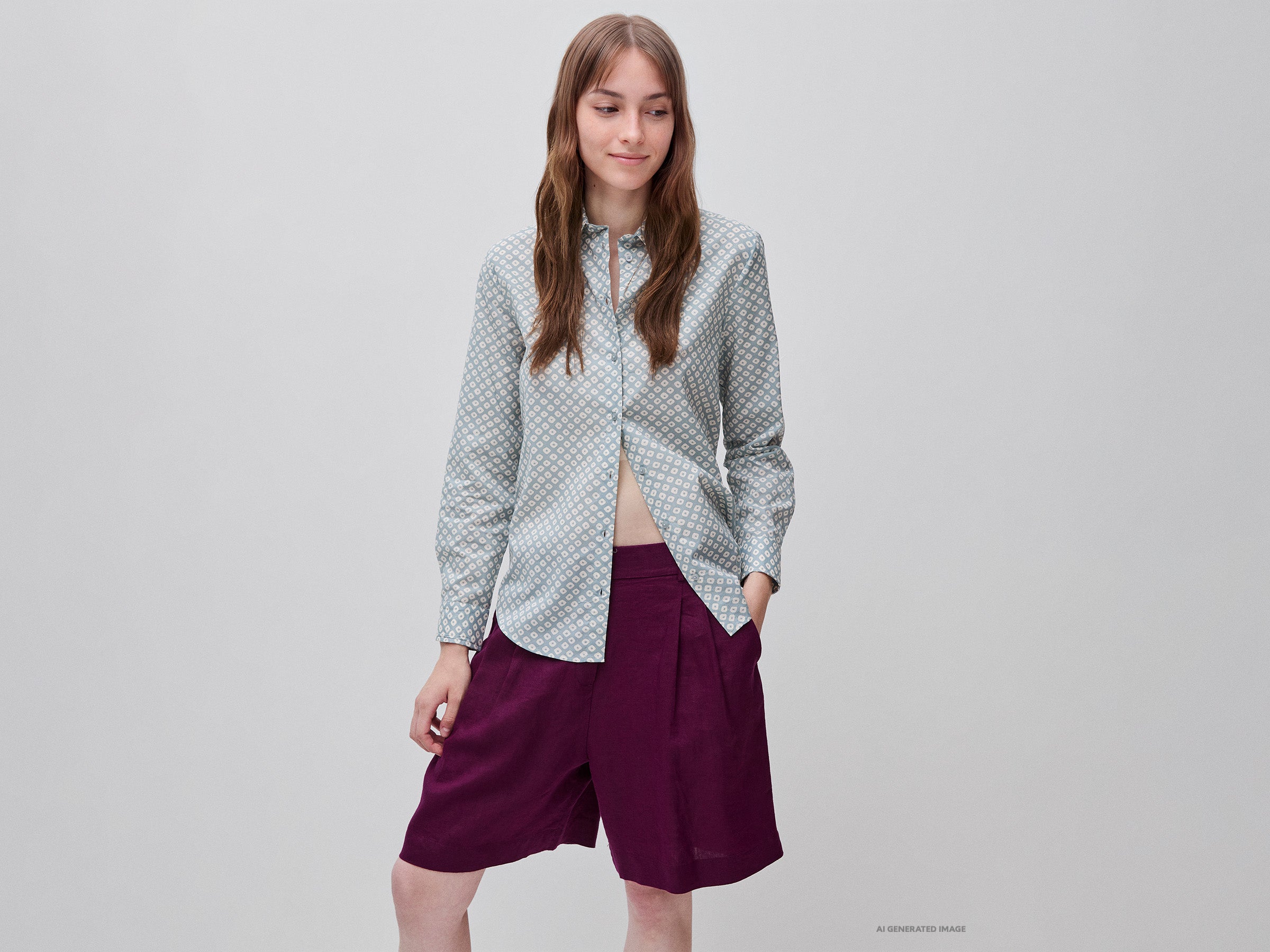 United Colors of Benetton camicia cotone fantasia manica lunga S